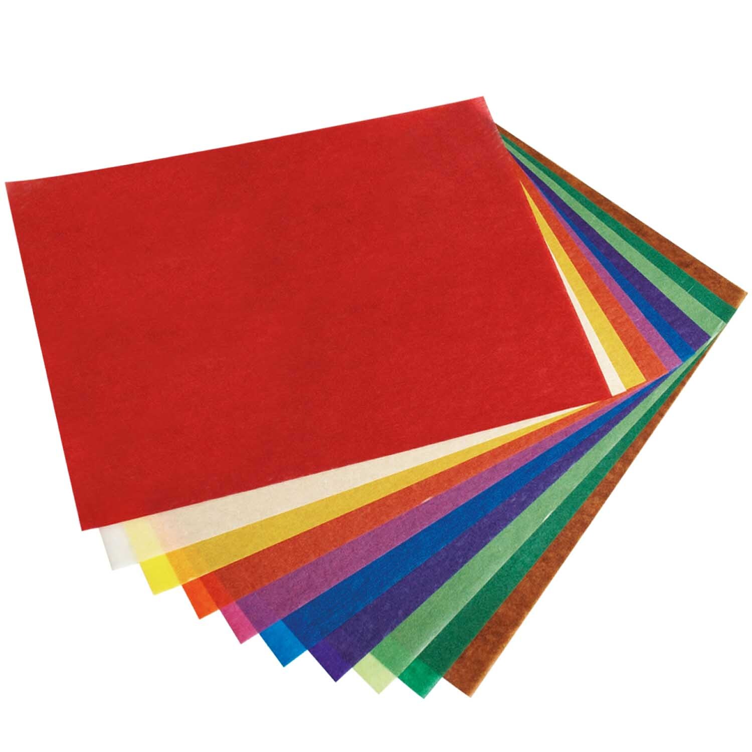 Transparentpapier 18,5x29,7cm, 10 Blatt, zeigt eine Auswahl an bunten Blättern der Marke folia. Ideal für kreative Projekte.