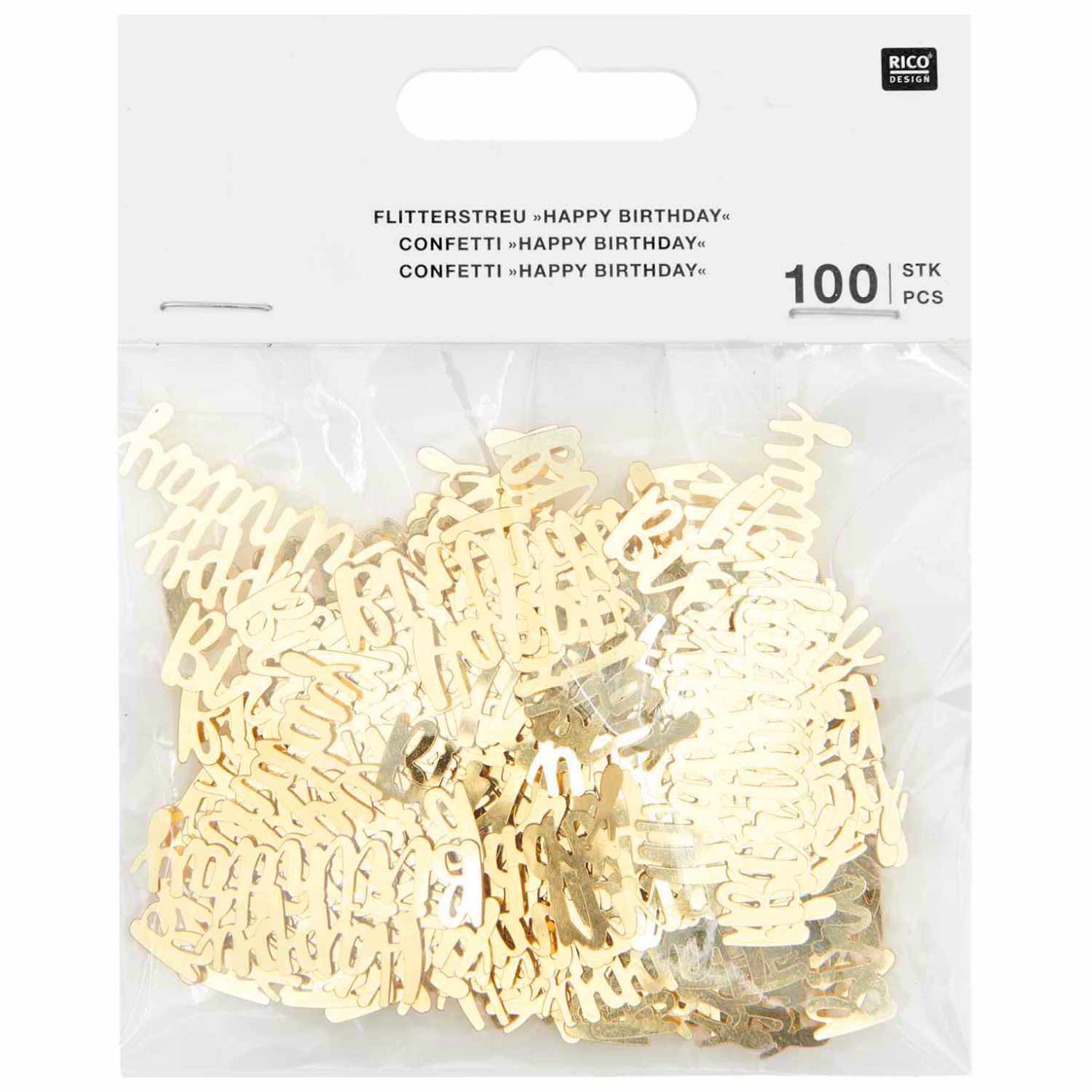 Flitter "Happy Birthday" gold 100 Stück von Rico Design