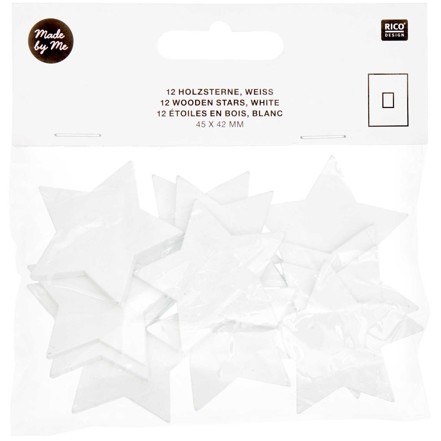 Holzsterne groß 45x42mm 12 Stück Farbe Weiß von Rico Design