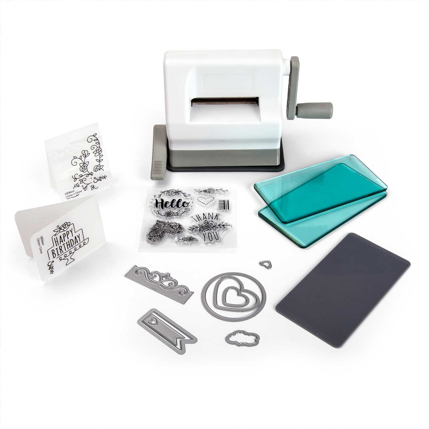 Sidekick Starter Kit mit Stanzmaschine, Stempeln und Zubehör, ideal für kreative Bastelprojekte.