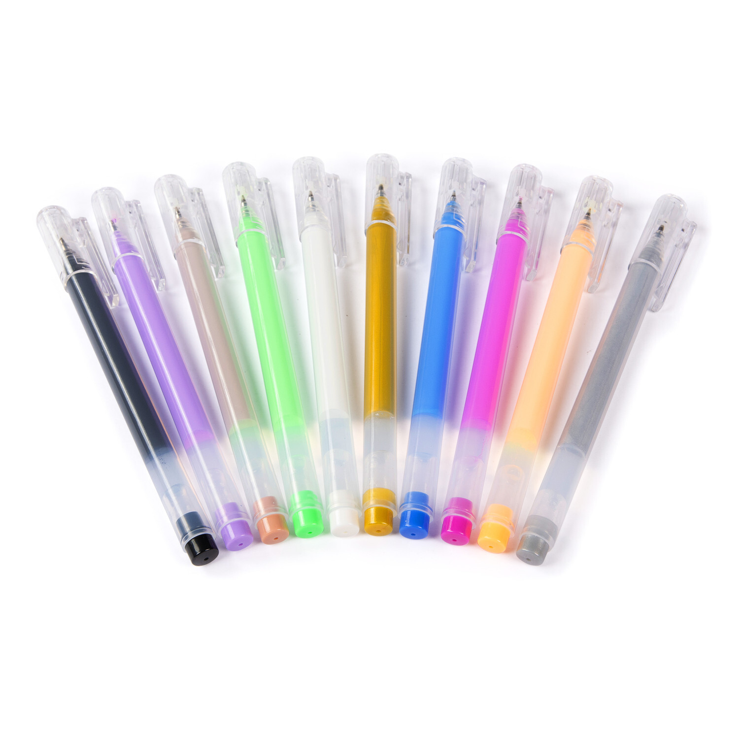 Acryl-Gelstifte für Fotoalben 10 Farben: Zehn bunte Stifte von goldbuch in transparenten Hüllen.