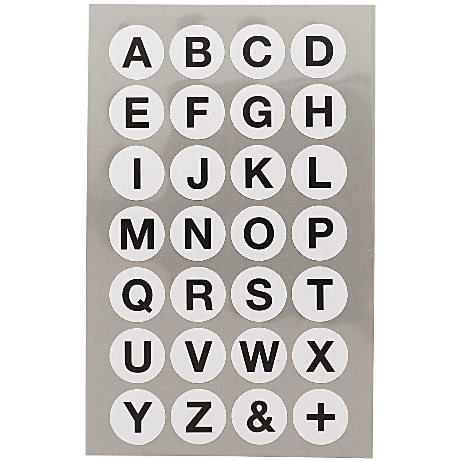 Paper Poetry Office Sticker mit Alphabet auf weißen Punkten, ideal für kreative Projekte. Markenqualität von Rico Design.