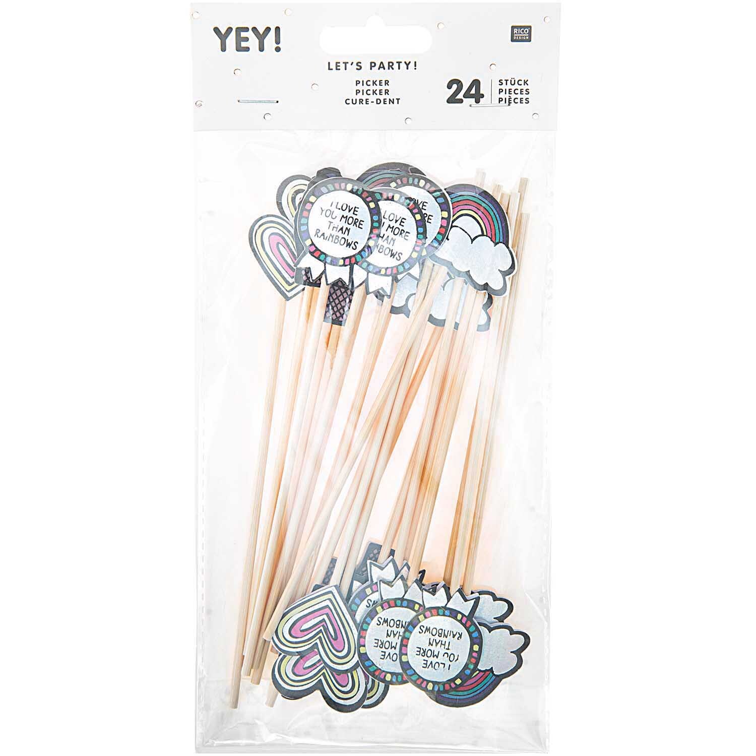 Picker Mix Regenbogen irisierend 15cm 24 Stück von Rico Design