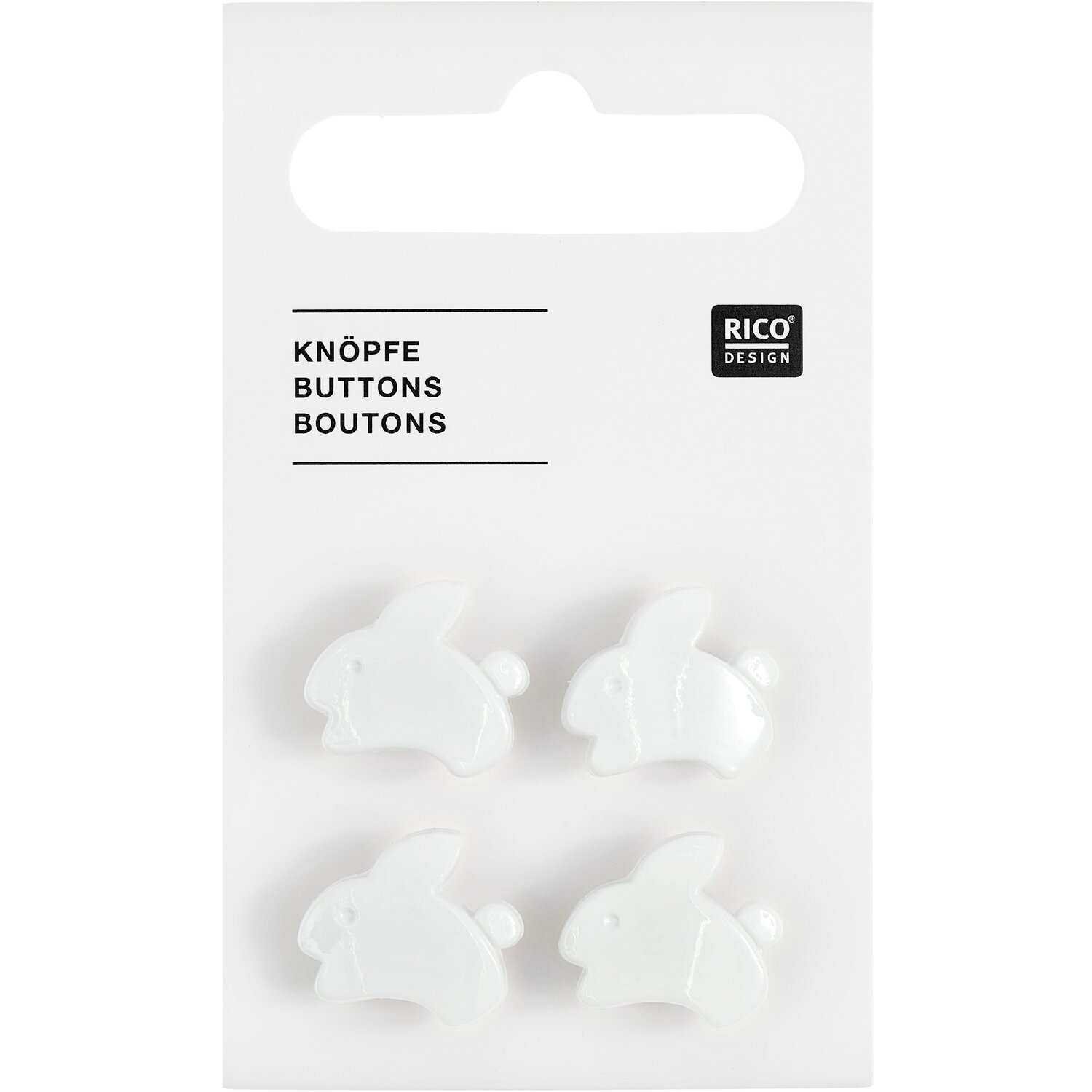 Knöpfe Häschen Weiß 1,5x1,3cm 4 Stück von Rico Design