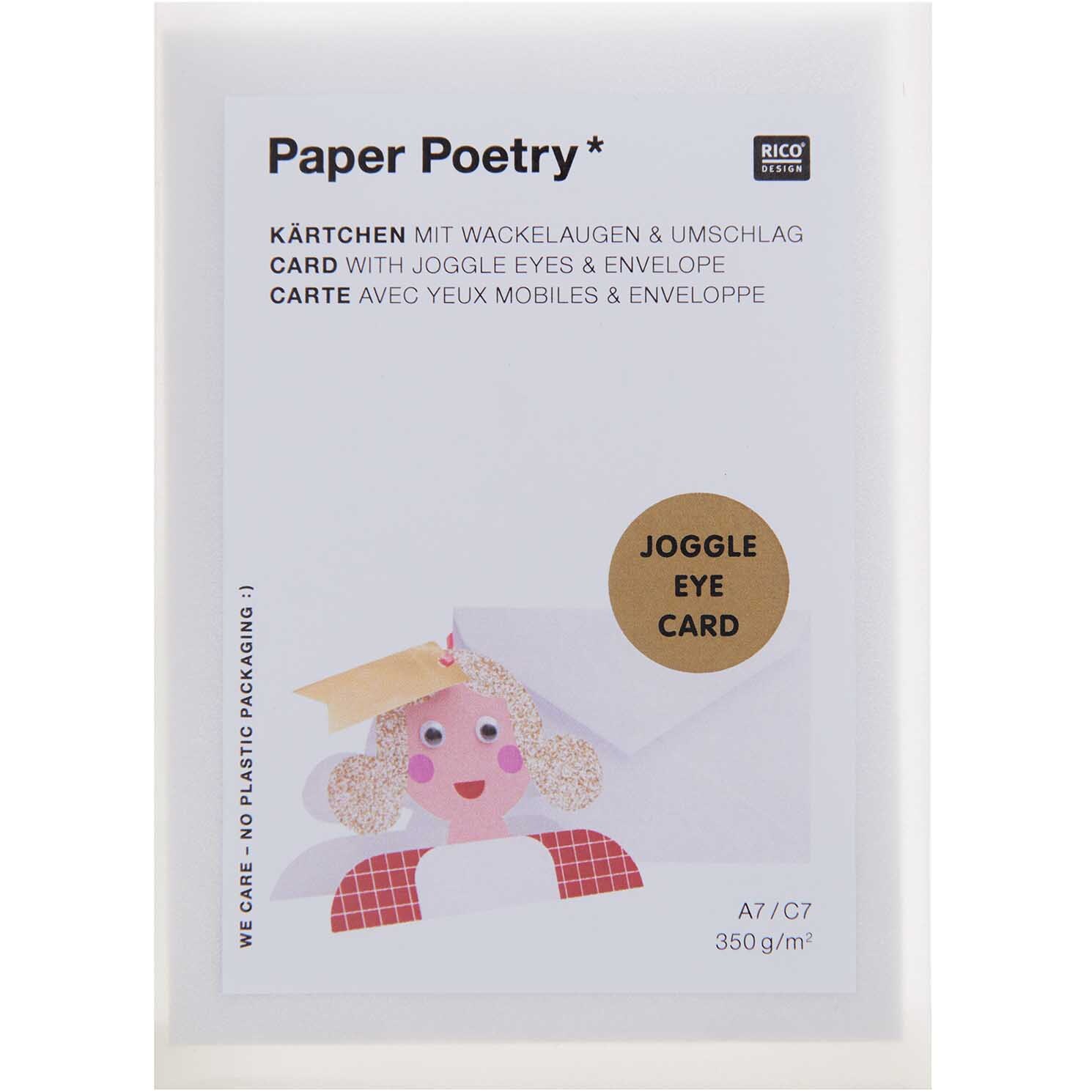 Paper Poetry Karte mit Wackelaugen Engel A7/C7 von Rico Design