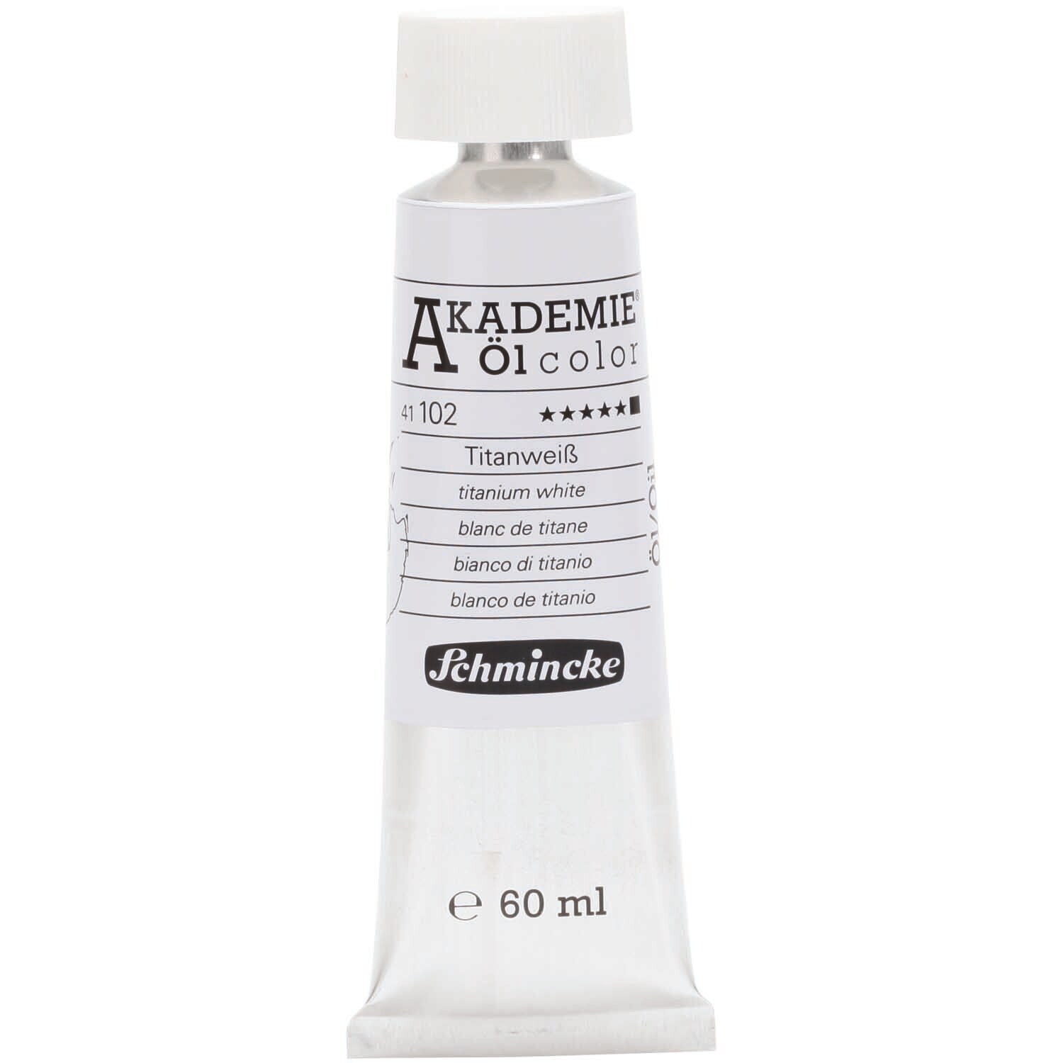 Akademie Öl 60ml: Eine Tube Schmincke Titanweiß-Ölfarbe, ideal für Künstler, 60 ml Inhalt.