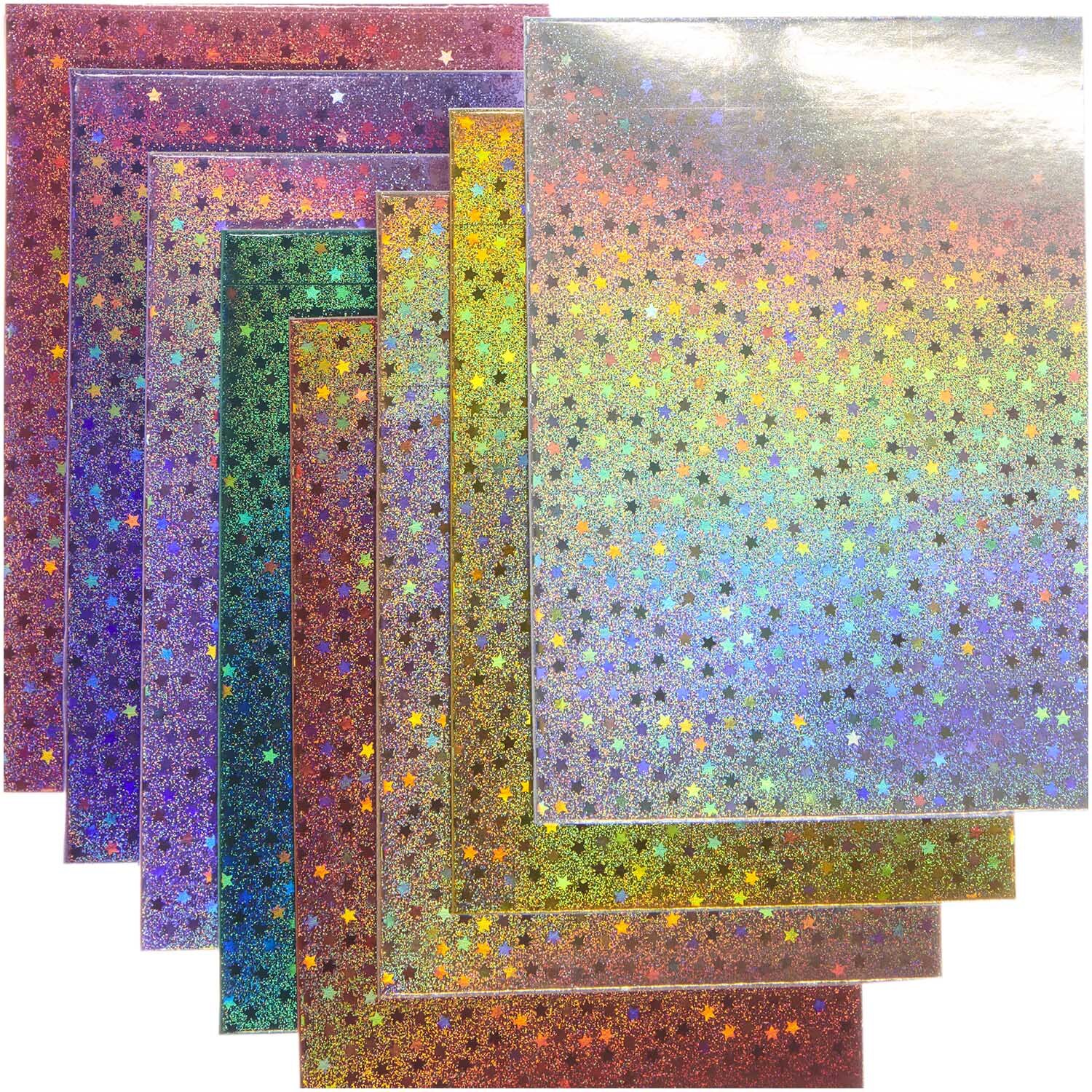 Paper Poetry Kartenset Sterne rainbow B6, 16-teilig, zeigt bunte, sternenverzierte Karten von Rico Design.