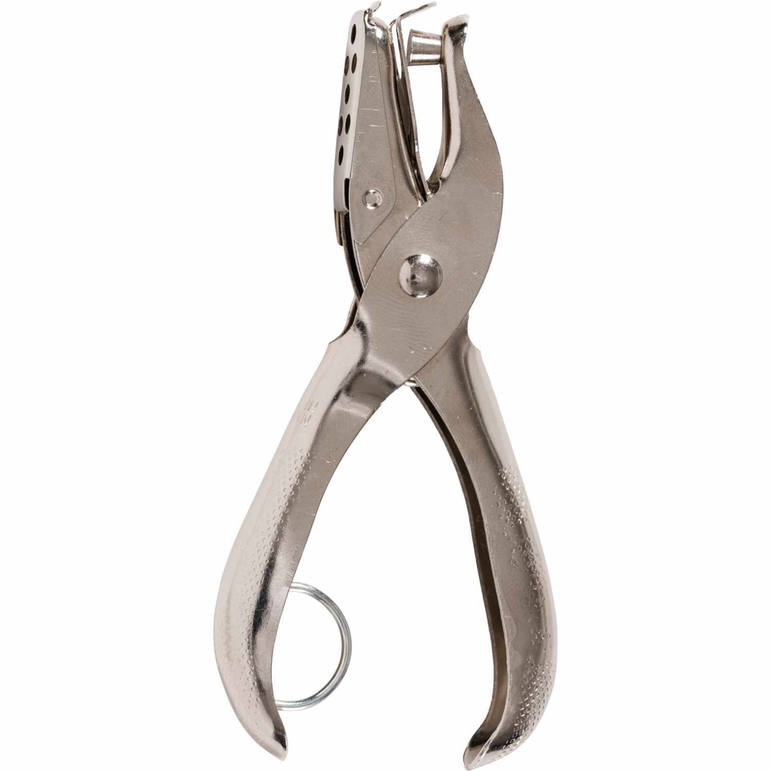 Einlochzange 12,5cm von HEYDA aus Metall, ideal zum Stanzen von Löchern in Papier und Karton. Ergonomisches Design für komfortable Handhabung.