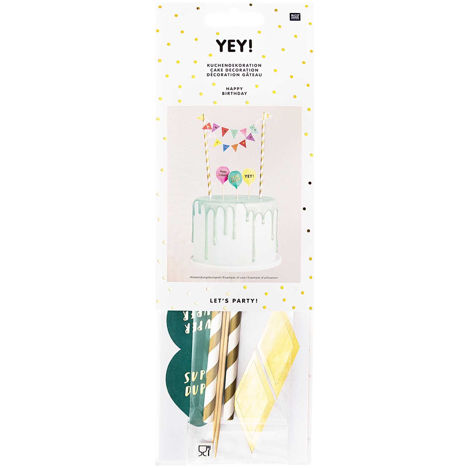 Kuchendekoration Happy Birthday Multicolor von Rico Design