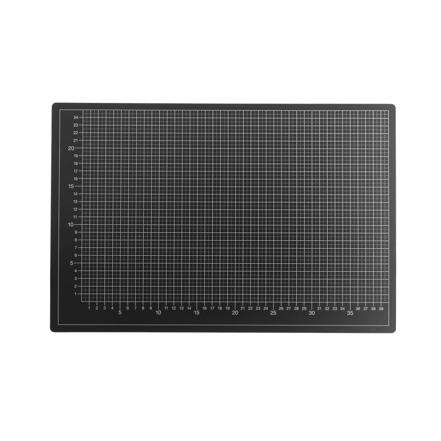 Schneidematte 30x45cm von Rico Design in Schwarz mit weißem Raster für präzises Schneiden.