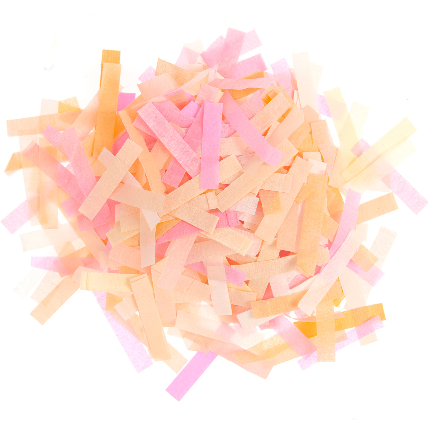 Krepp-Konfetti Blüten Mix von Rico Design, bestehend aus pastellfarbenen Streifen in Rosa und Gelb.