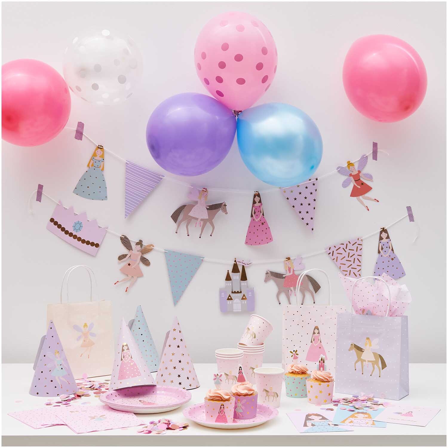 Serviette Prinzessin 33x33cm 20 Stück: Bunte Partydekoration mit Ballons, Girlanden und Geschirr von Rico Design. Ideal für Kindergeburtstage.