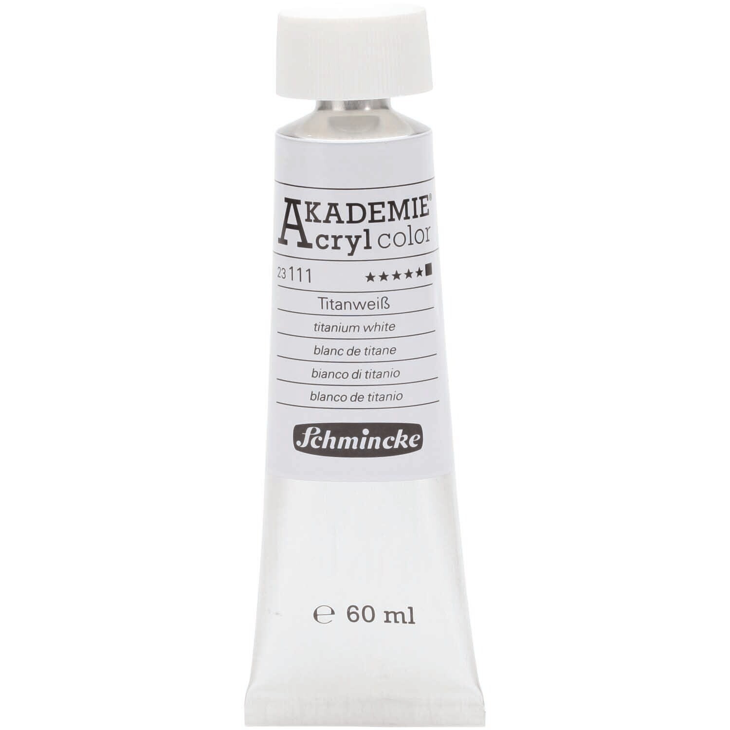 Akademie Acrylcolor 60ml von Schmincke, Tube mit Titanweiß, ideal für Künstlerbedarf.