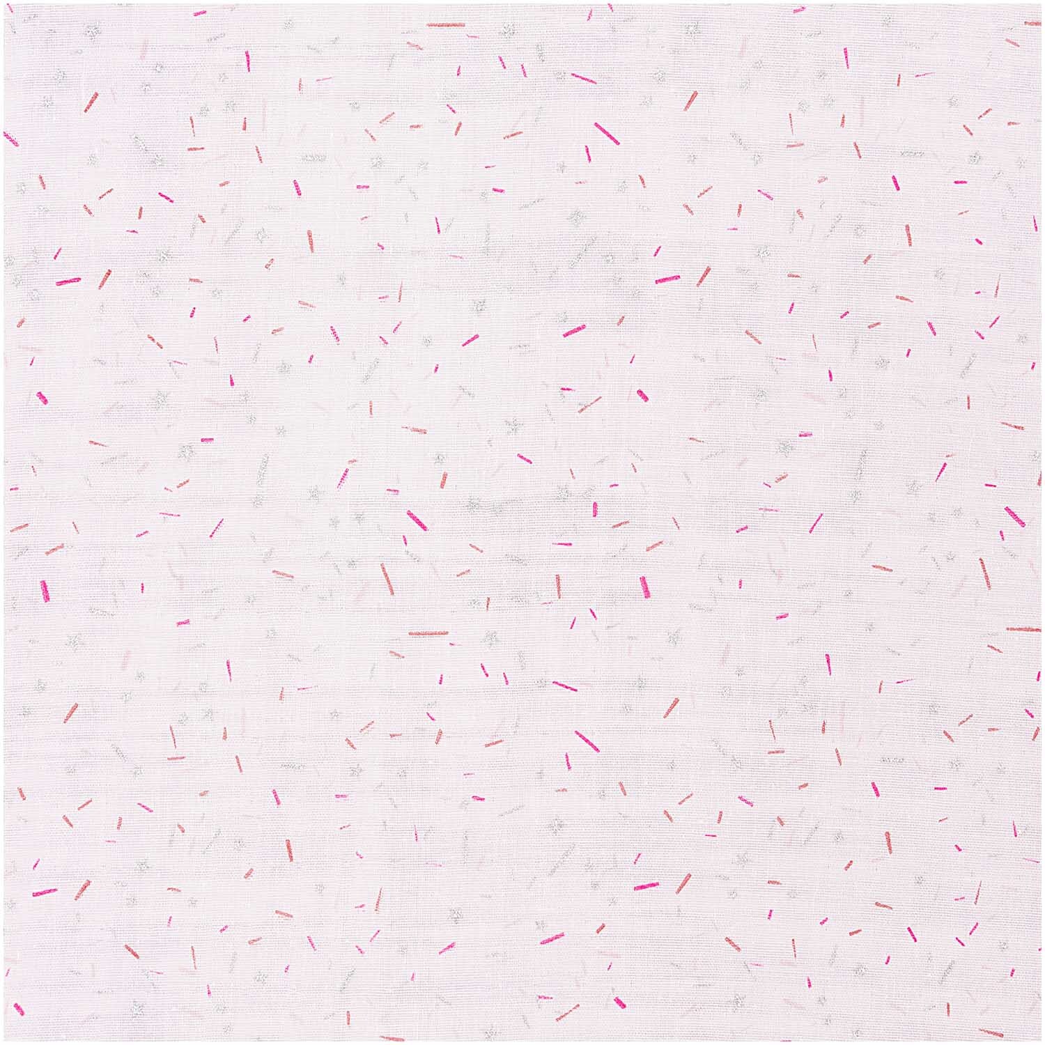 Musselin-Druckstoff Nostalgic Christmas zeigt zarte Streifen in puder-metallic auf rosa Hintergrund. Ideal für festliche Nähprojekte.