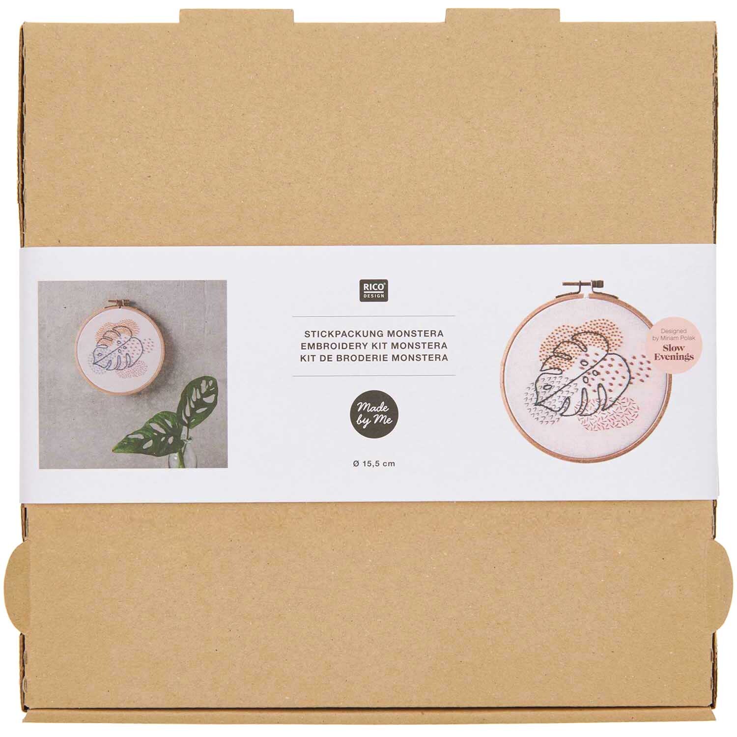 Stickpackung Slow Evenings Monstera Bild Ø 15,5cm von Rico Design