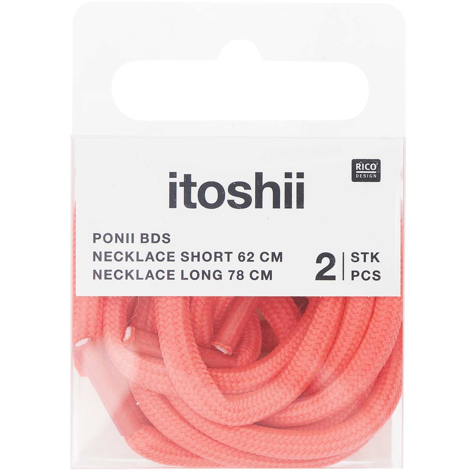 Itoshii - Ponii Beads Ketten 2 Stück in leuchtendem Neon Pink, präsentiert von Rico Design.