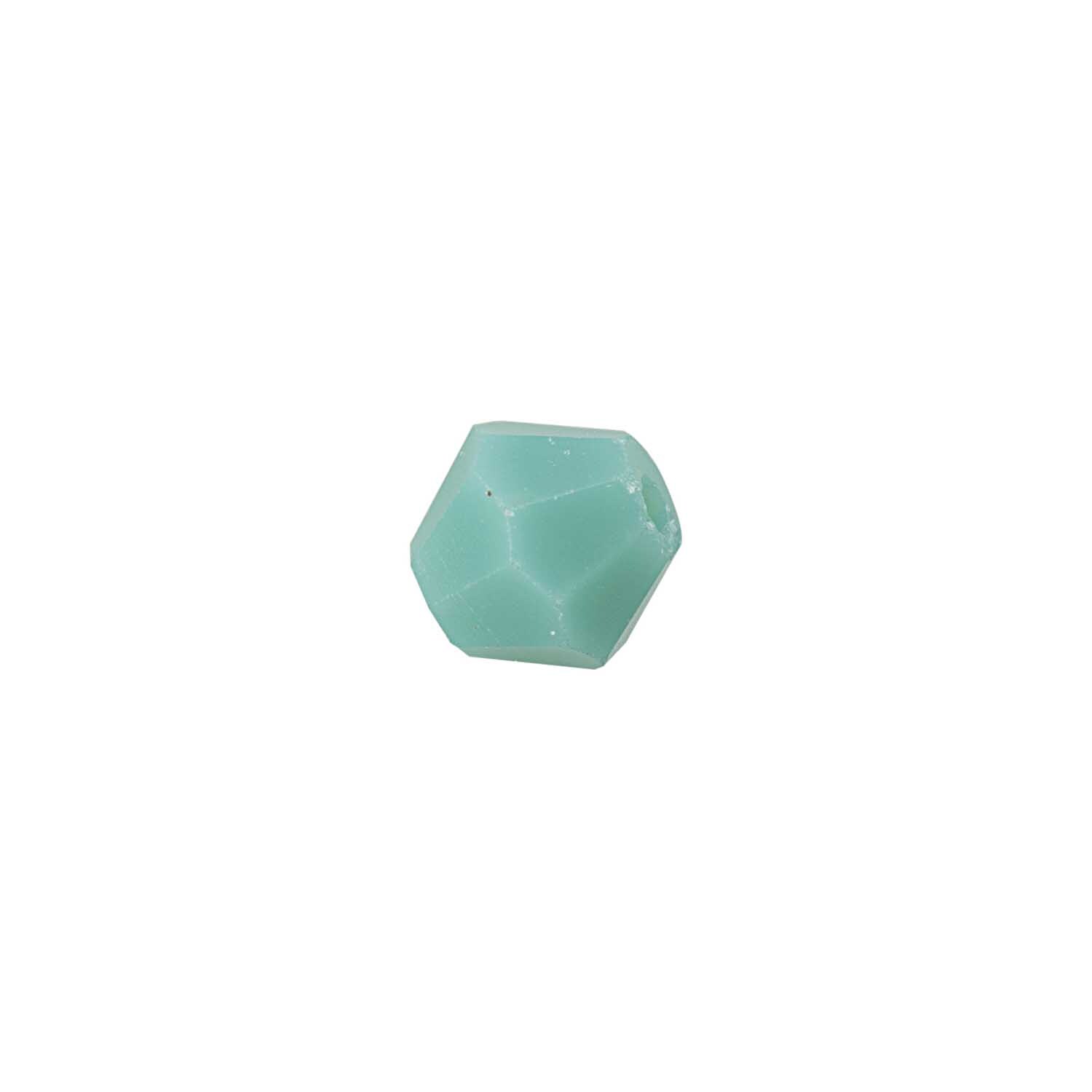 Glasschliff-Raute Perlen 4mm 20 Stück von Rico Design in türkis opak, einzeln abgebildet auf weißem Hintergrund.