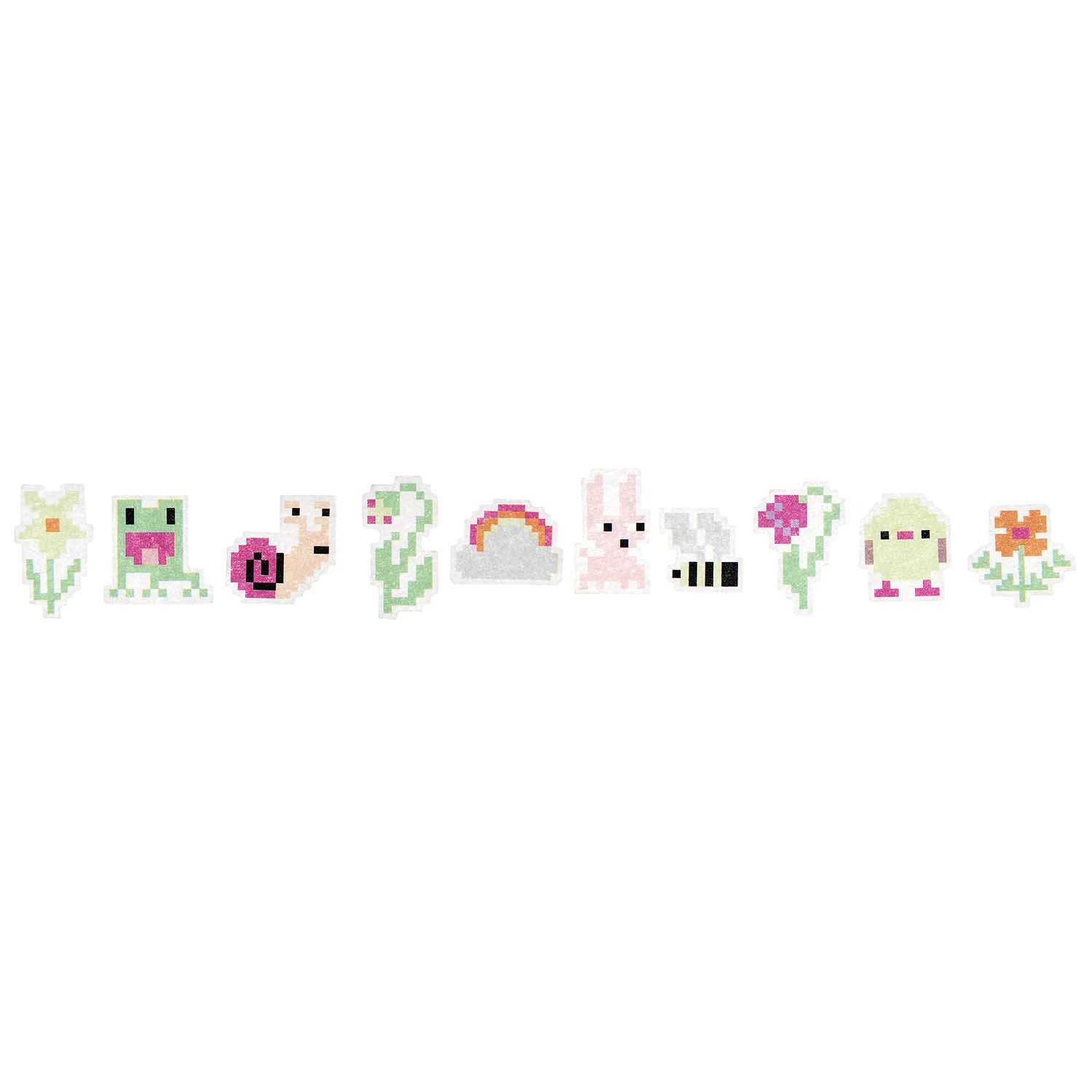 Paper Poetry Washi Sticker Futschikato Pixel: Bunte Pixel-Sticker von Rico Design mit Tier- und Blumenmotiven, 200 Stück.