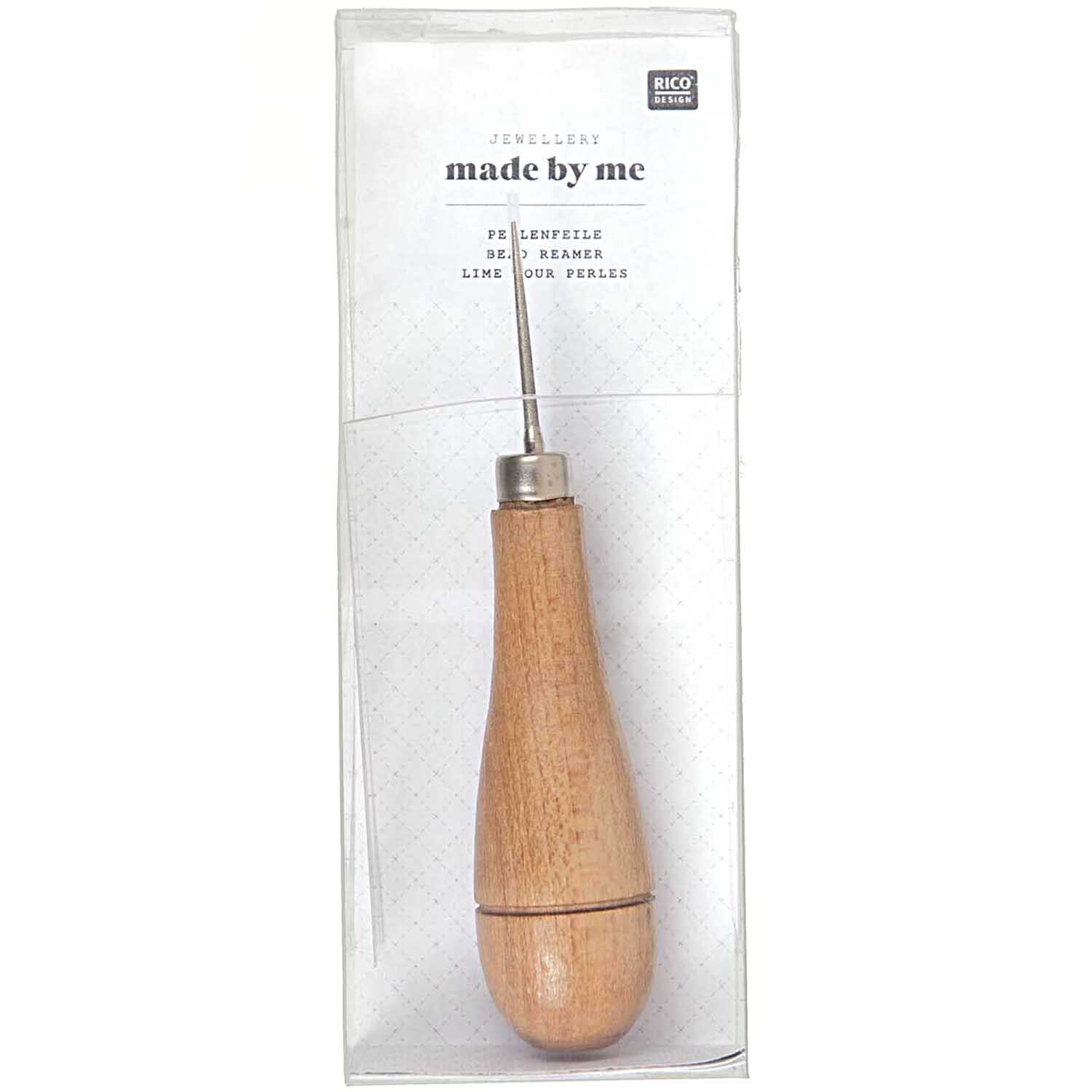 Perlenfeile 11,5cm von Rico Design in natürlichem Holzton, ideal für präzises Arbeiten.