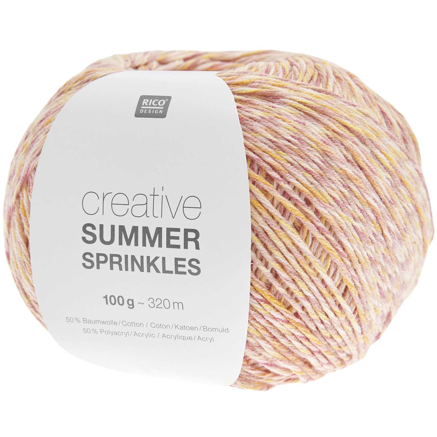 Strickset Pullunder Modell 05: Garnknäuel in Pastelltönen von Rico Design, ideal für Sommerprojekte.