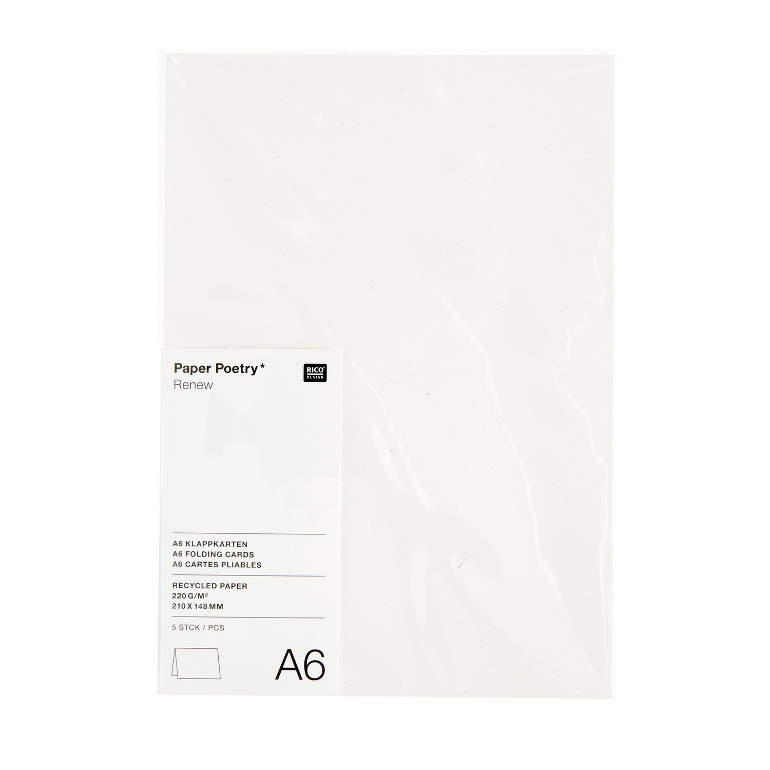 Paper Poetry Renew Karten A6, cremefarbene Klappkarten von Rico Design, 5 Stück pro Packung. Ideal für kreative Projekte und Einladungen.