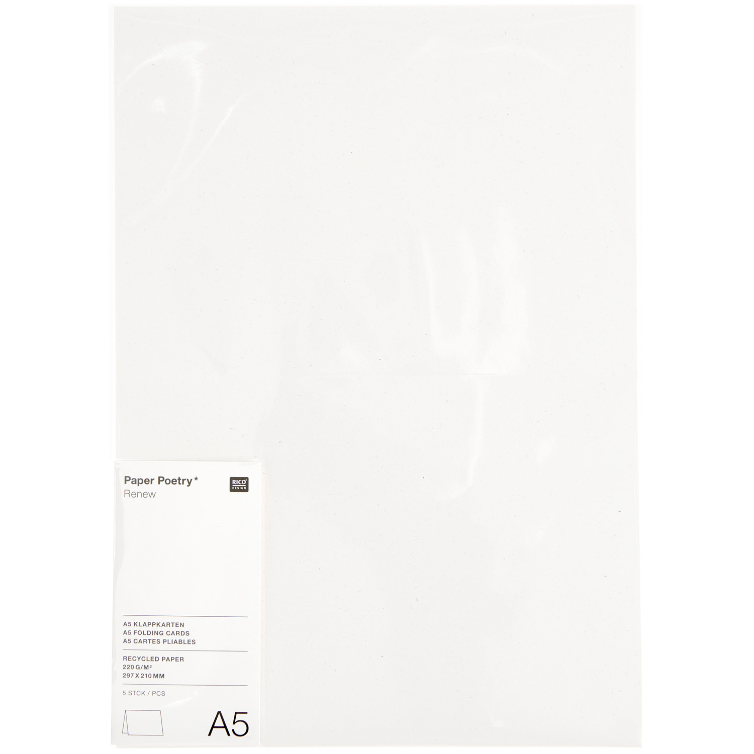 Paper Poetry Renew Karten A5, cremefarbene Karten von Rico Design, 5 Stück, ideal für kreative Projekte und hochwertige Bastelarbeiten.