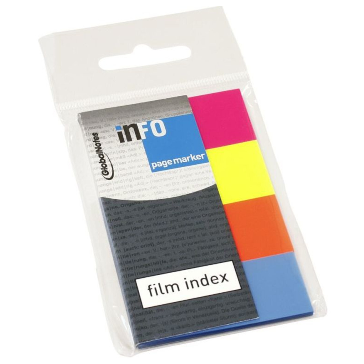 inFO Haftnotiz Film Index, 160 Blatt in vier Farben, ideal zum Markieren und Organisieren.