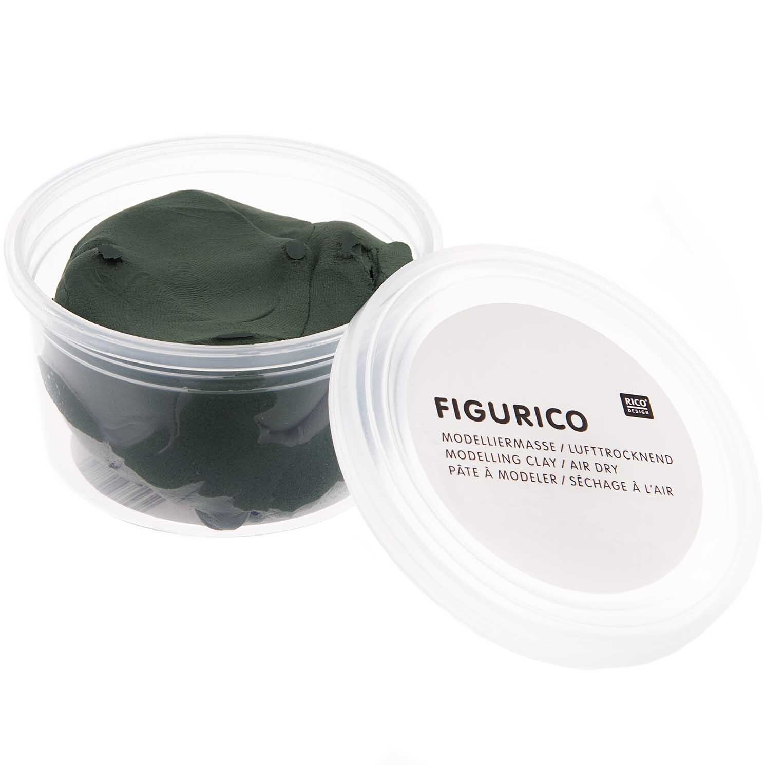 Figurico Modelliermasse 28g in einem transparenten Behälter, dunkelgrün, von Rico Design. Ideal für kreative Projekte.