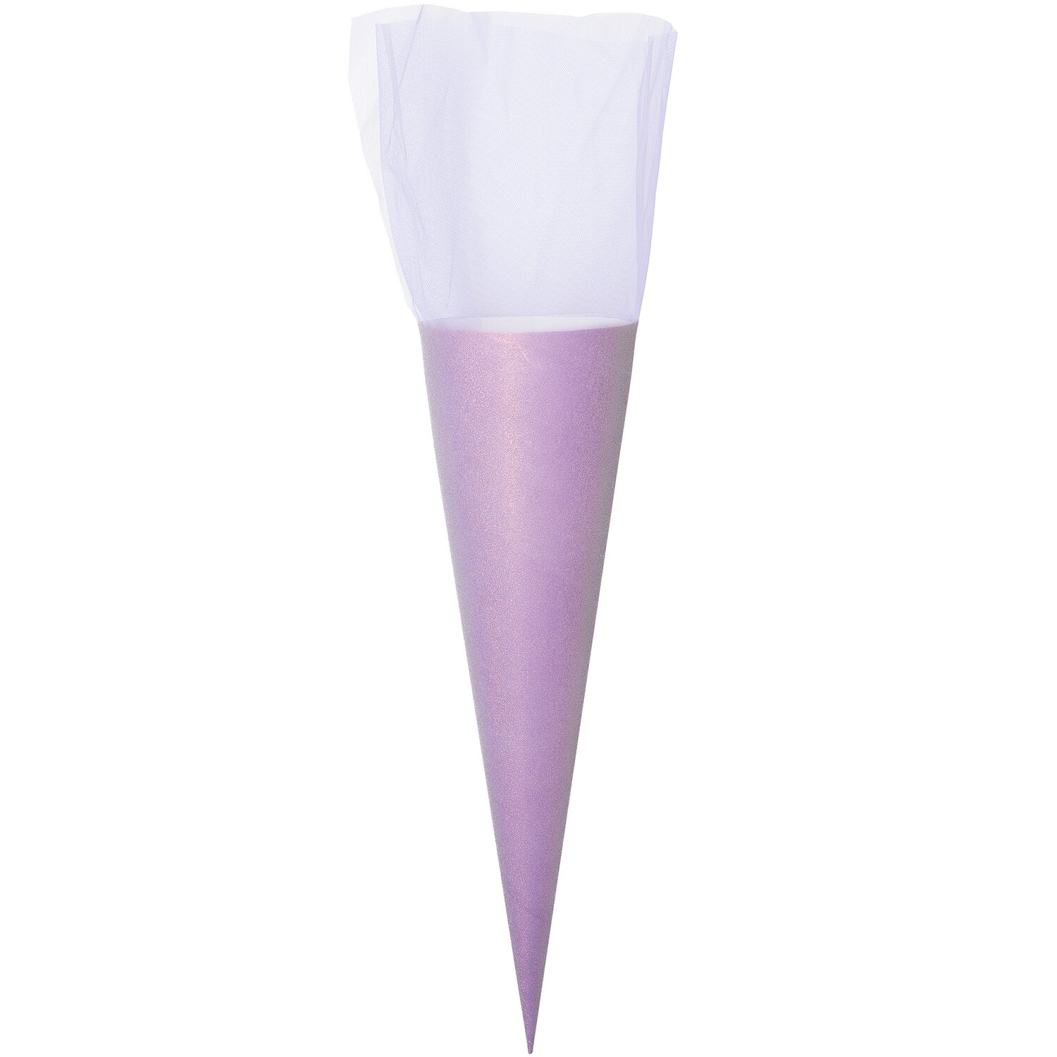 Schultüte Rohling mit Tüllverschluss und Glitter 70cm Farbe Violett von Rico Design