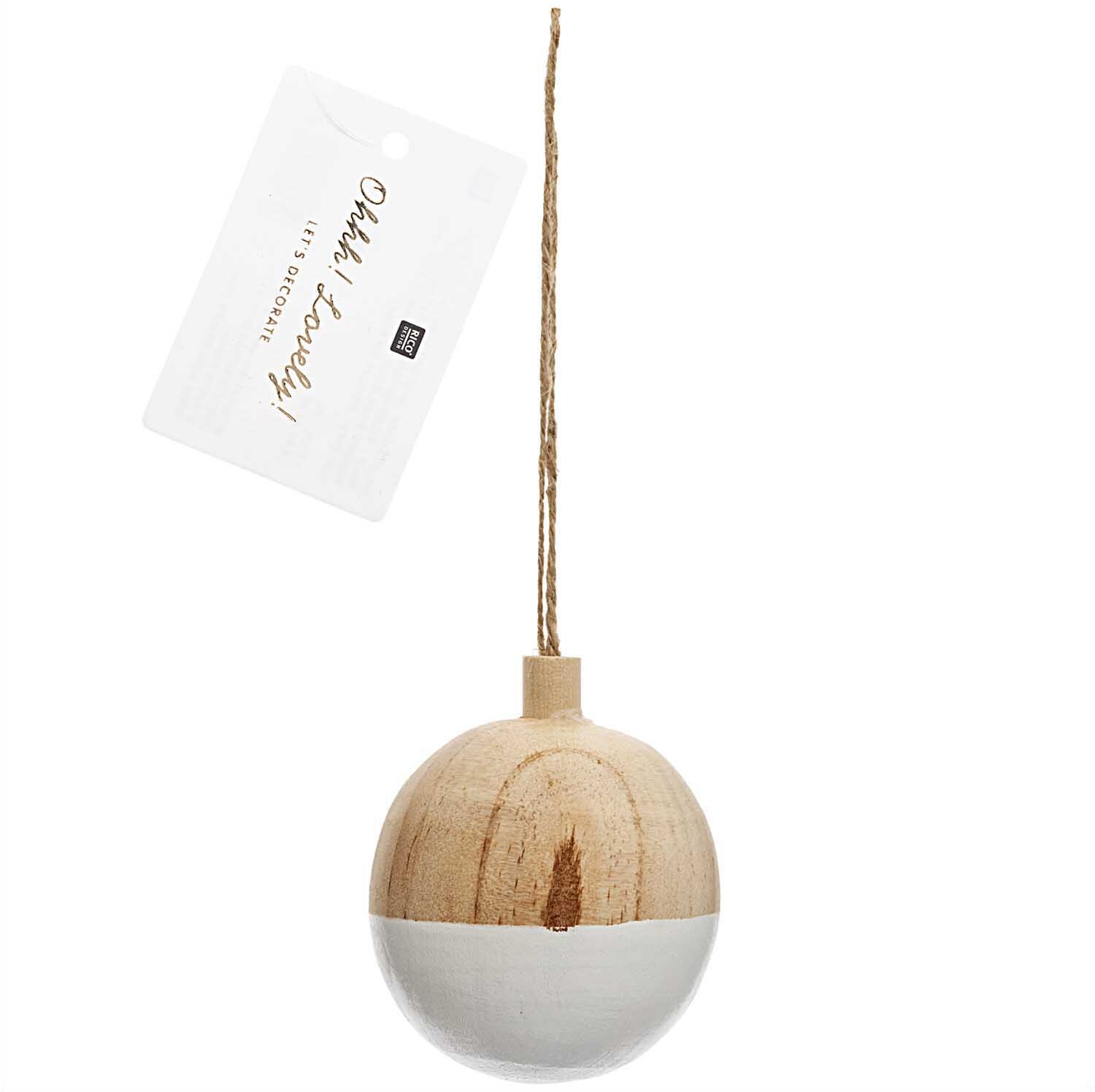 Baumschmuck Holzkugel natur-weiß Ø6cm von Rico Design