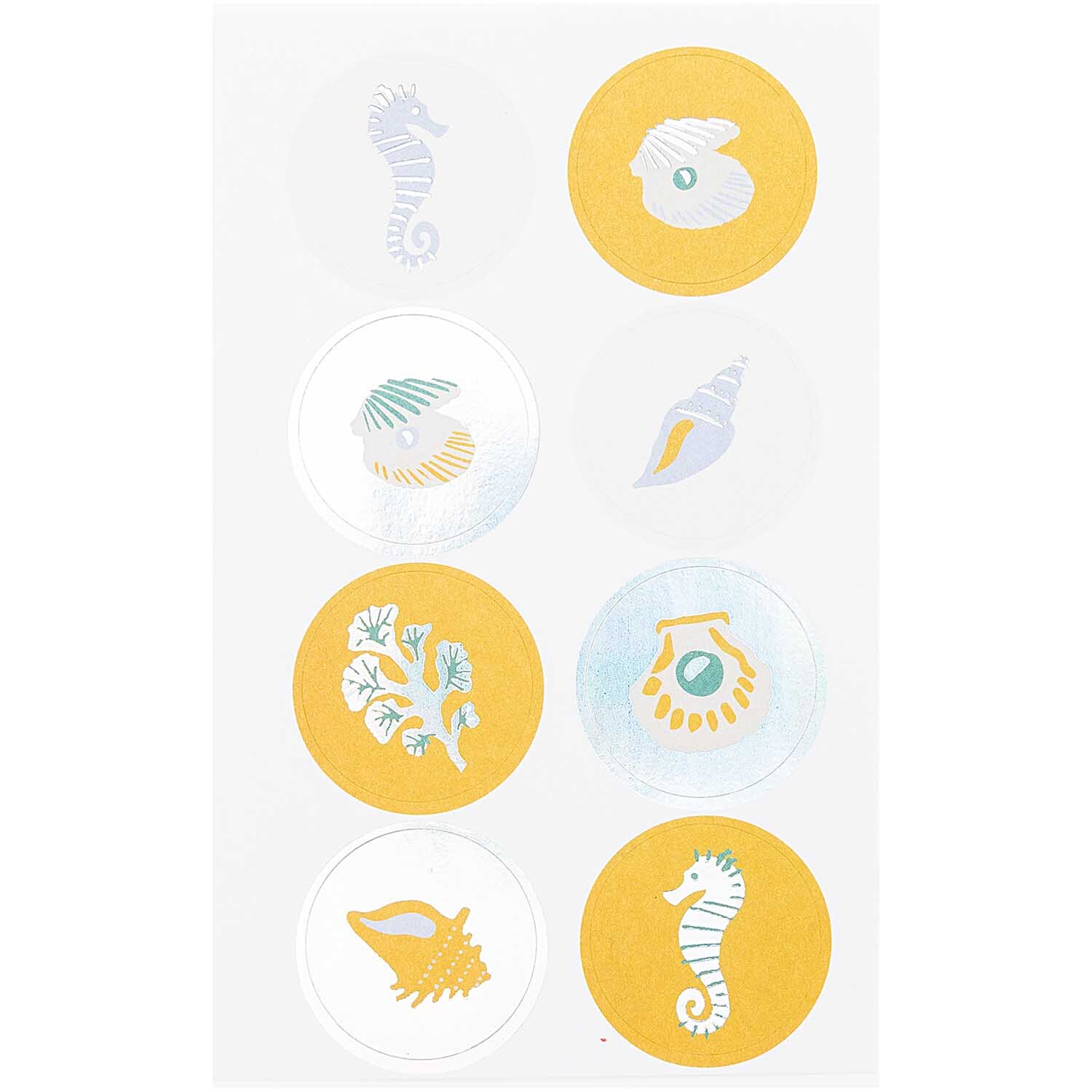 Paper Poetry Sticker Mermaid Muscheln mit Seepferdchen und Muschelmuster, 85 Stück, von Rico Design.