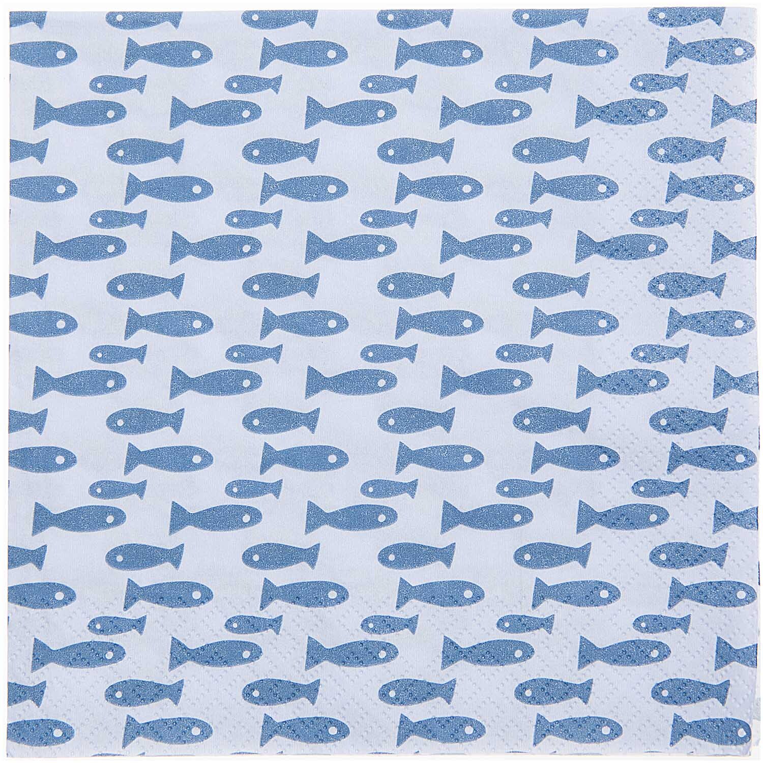 Servietten Mermaid Fische mit blauem Fischmuster, 33x33cm, 20 Stück, von Rico Design. Ideal für maritime Themen.