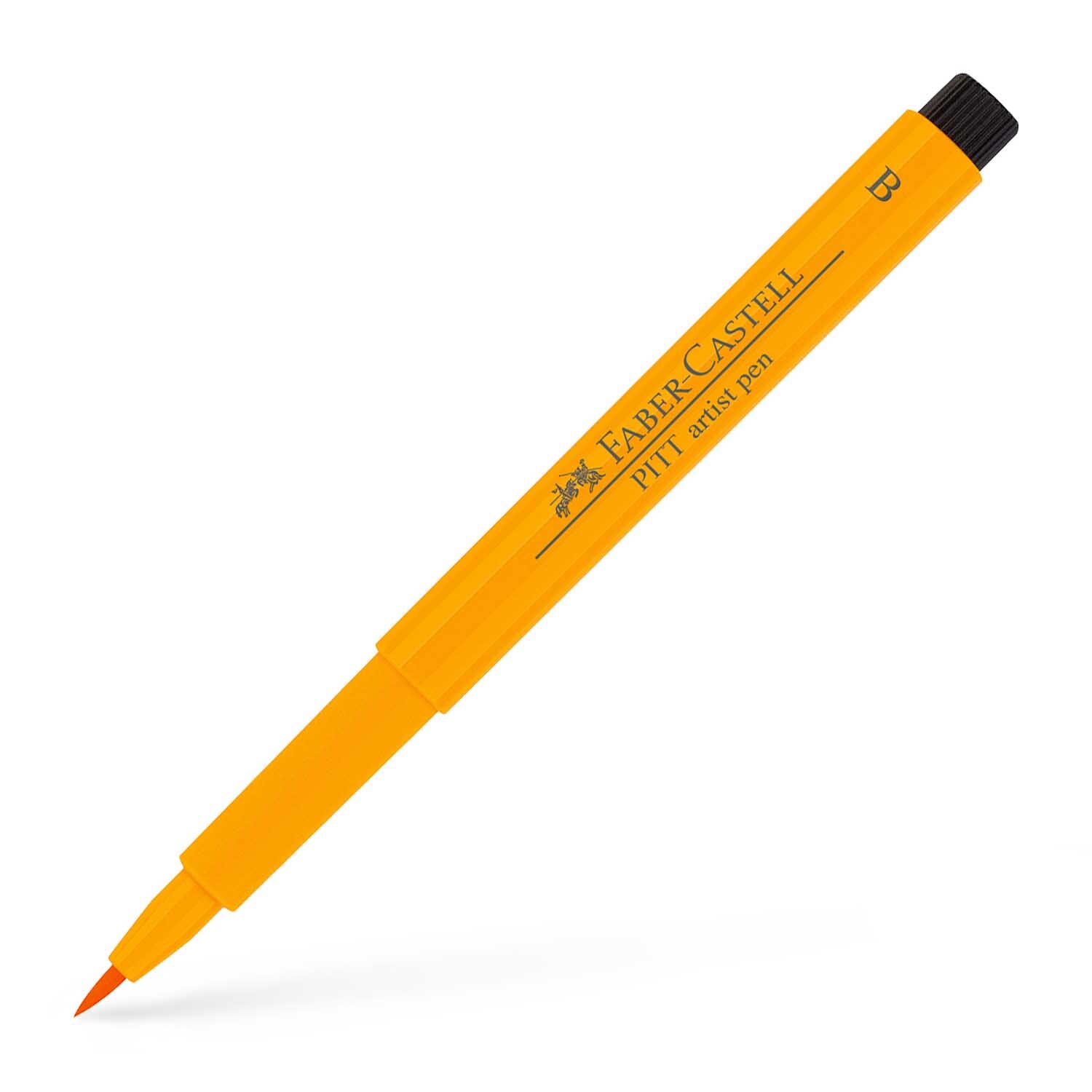 PITT artist pen brush in Chromgelb dunkel von Faber Castell, ideal für kreative Zeichnungen.