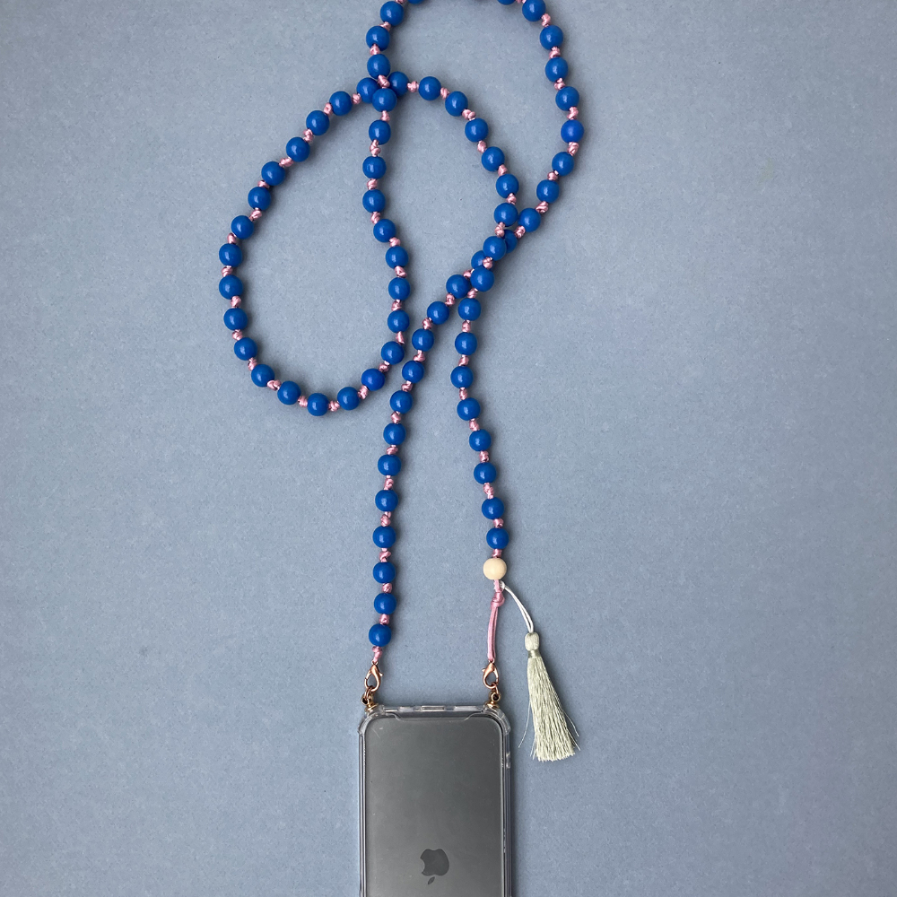 Handyketten mit Knoten (blau & natur)