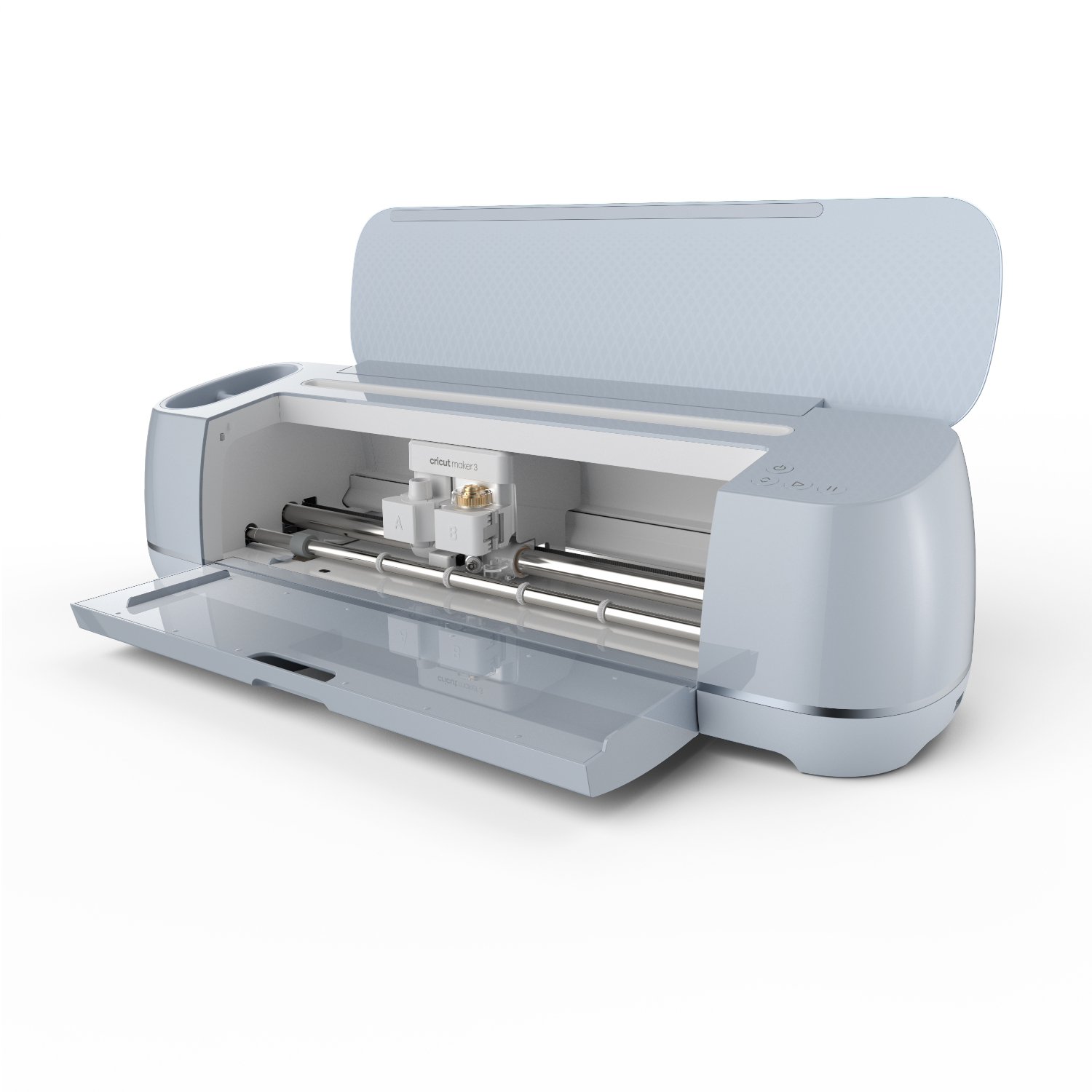 Maker 3 Schneideplotter von Cricut in elegantem Design, geöffnet und bereit zum Schneiden. Ideal für präzise Bastelarbeiten.