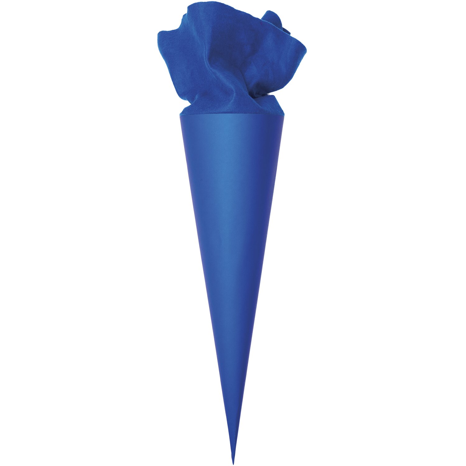 Schultüte Rohling mit Filzverschluss in royalblau von Rico Design, 70cm lang, ideal für Schulanfang.