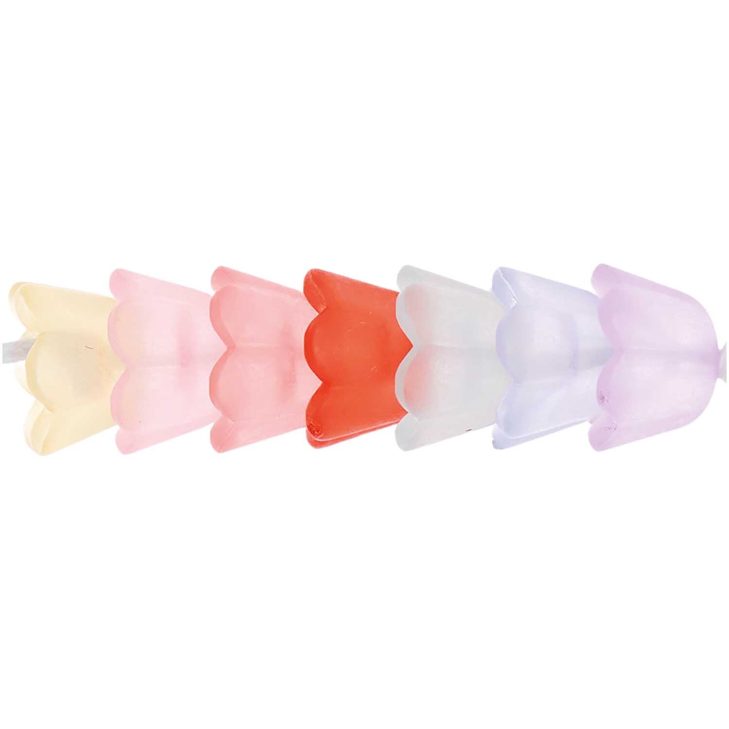 itoshii Blumenperlen in matten Multicolor-Tönen, 9x10x7mm, 35 Stück, von Rico Design.