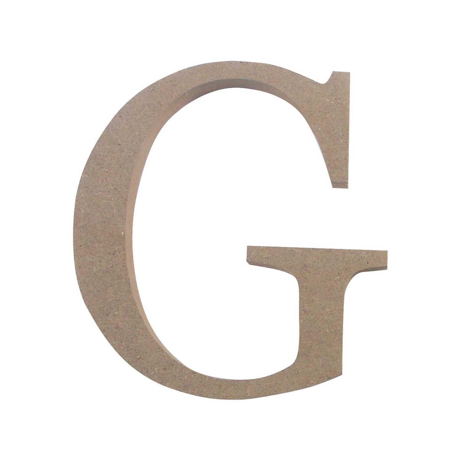 MDF Buchstaben XL: Großes, naturfarbenes "G" aus MDF von Rico Design, ideal für kreative Dekorationen.