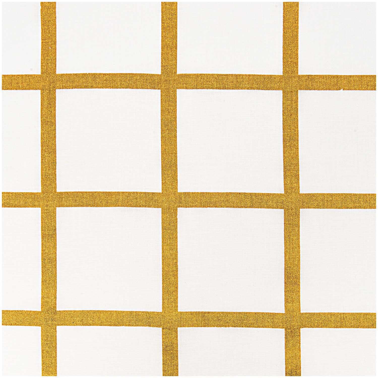 Stoff Karo groß Karo weiß-gold 140cm zeigt ein elegantes, kariertes Muster in Weiß und Gold von Rico Design.
