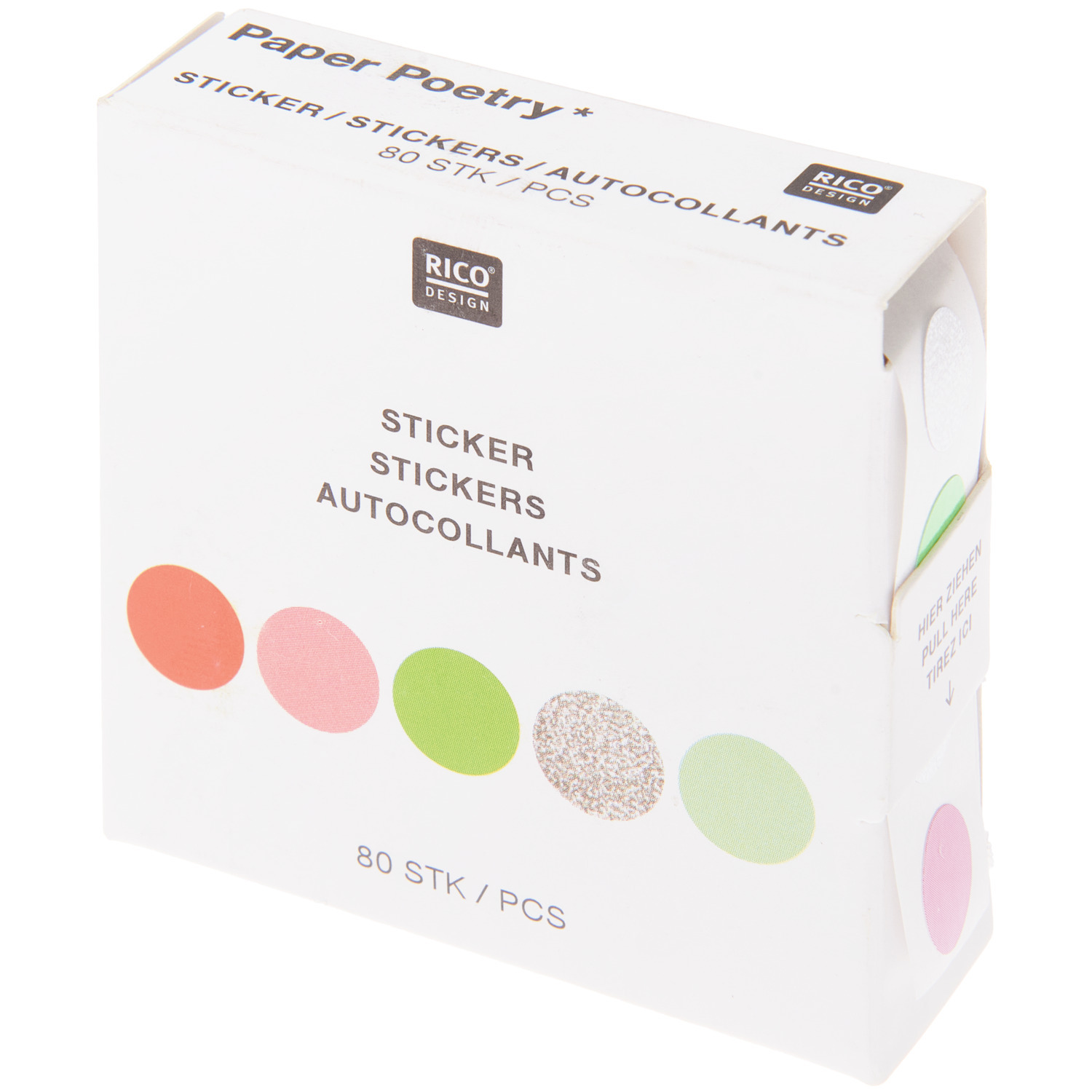 Paper Poetry Mini-Sticker Kreise Neon/Silber auf der Rolle 80 Stück von Rico Design