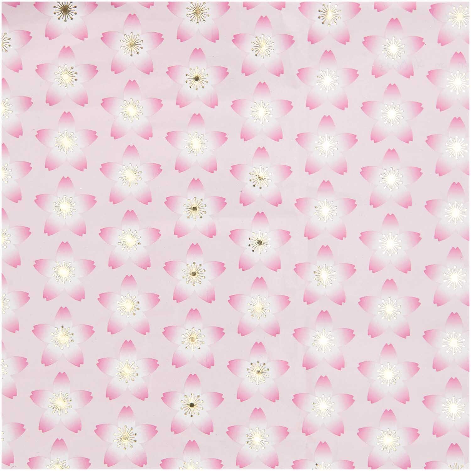 Geschenkpapier Kirschblüten Pink mit zarten Blütenmustern, ideal für stilvolle Verpackungen.
