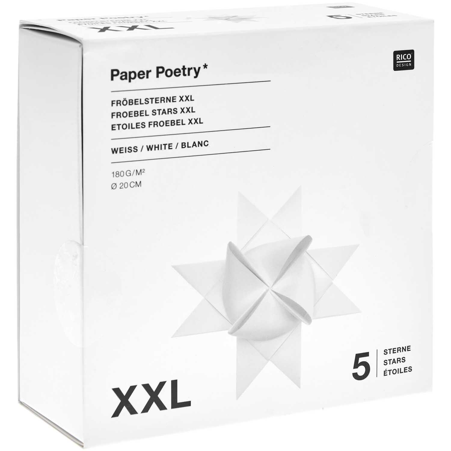 Paper Poetry Fröbelstreifen XXL 180g/m2 20 Stück Farbe Weiß von Rico Design