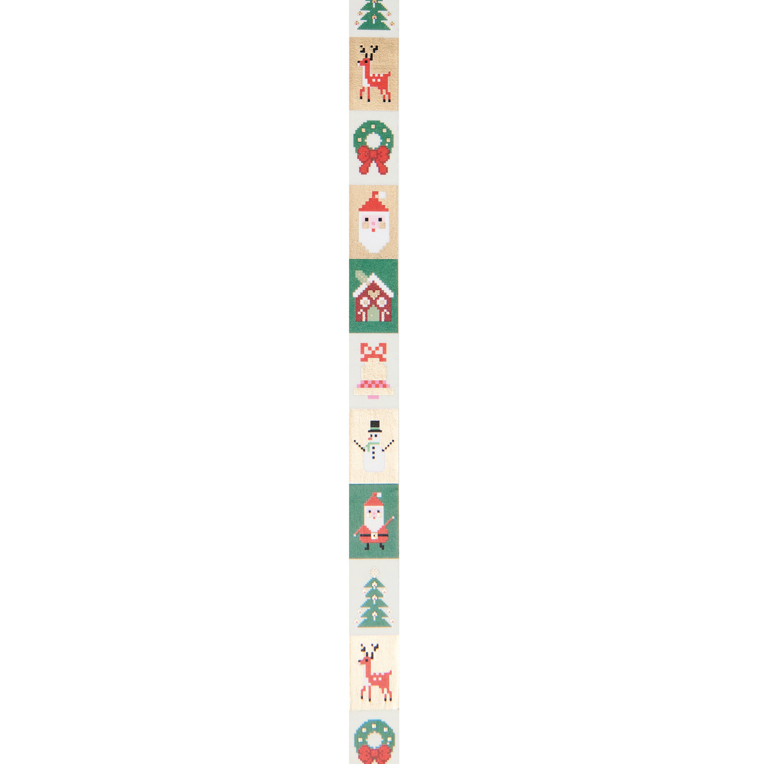 Paper Poetry Tape Put a Bow on It Pixel: Dekoratives Klebeband mit weihnachtlichen Motiven wie Rentieren und Schneemännern, 1,5cm x 10m.