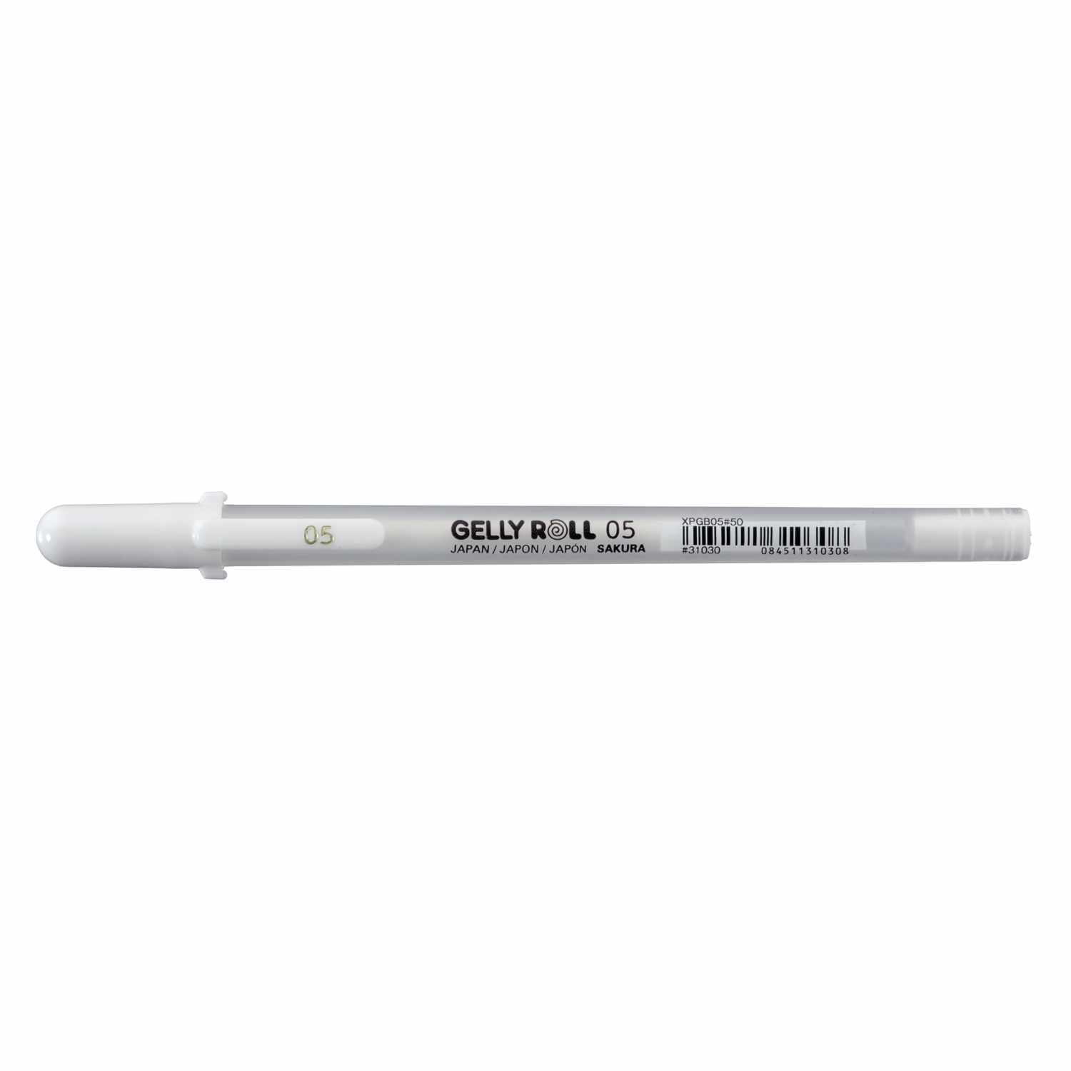 3D-Roller Gelly Roll Gelstift in Weiß von SAKURA, ideal für präzises Zeichnen und Schreiben.