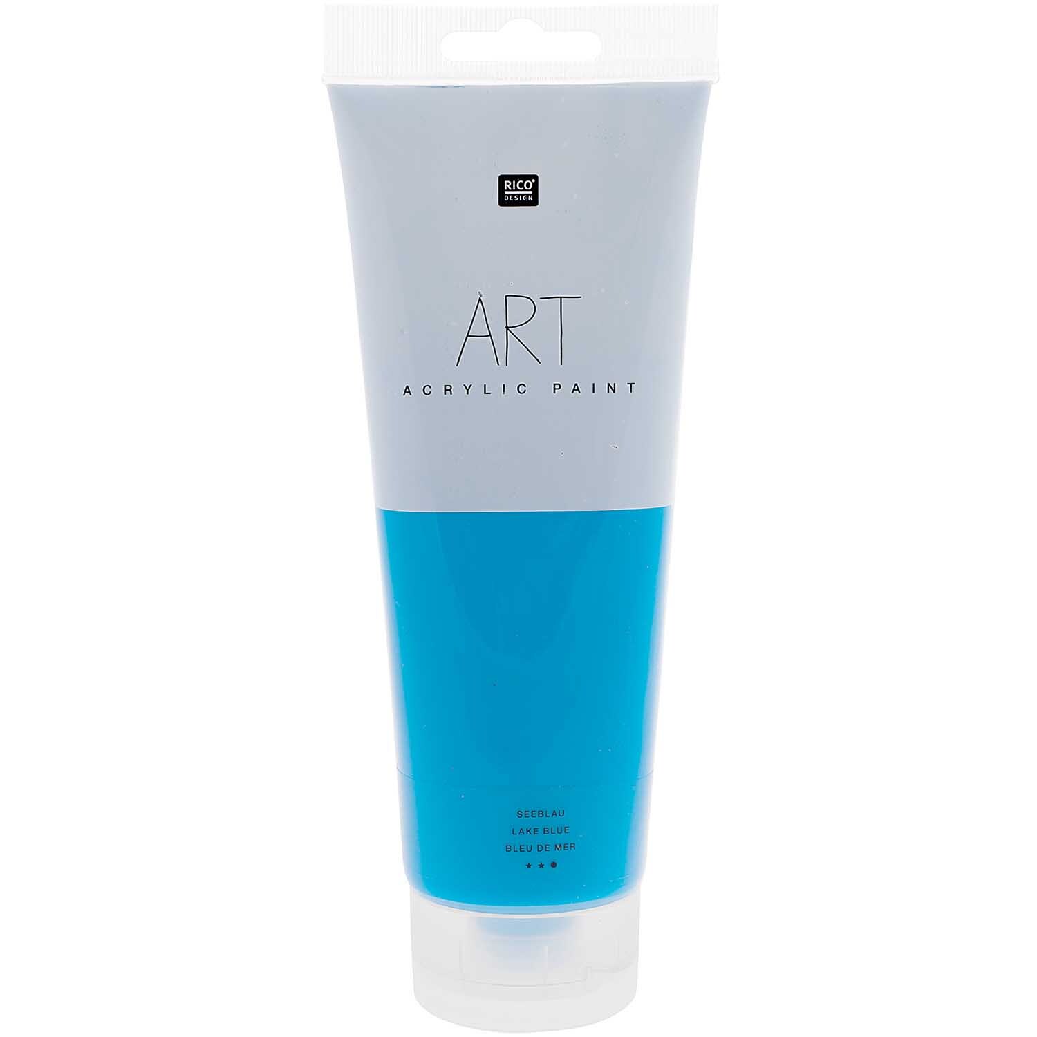 ART Künstler Acrylfarbe 250ml in Seeblau von Rico Design. Die Tube zeigt die leuchtende Farbe.