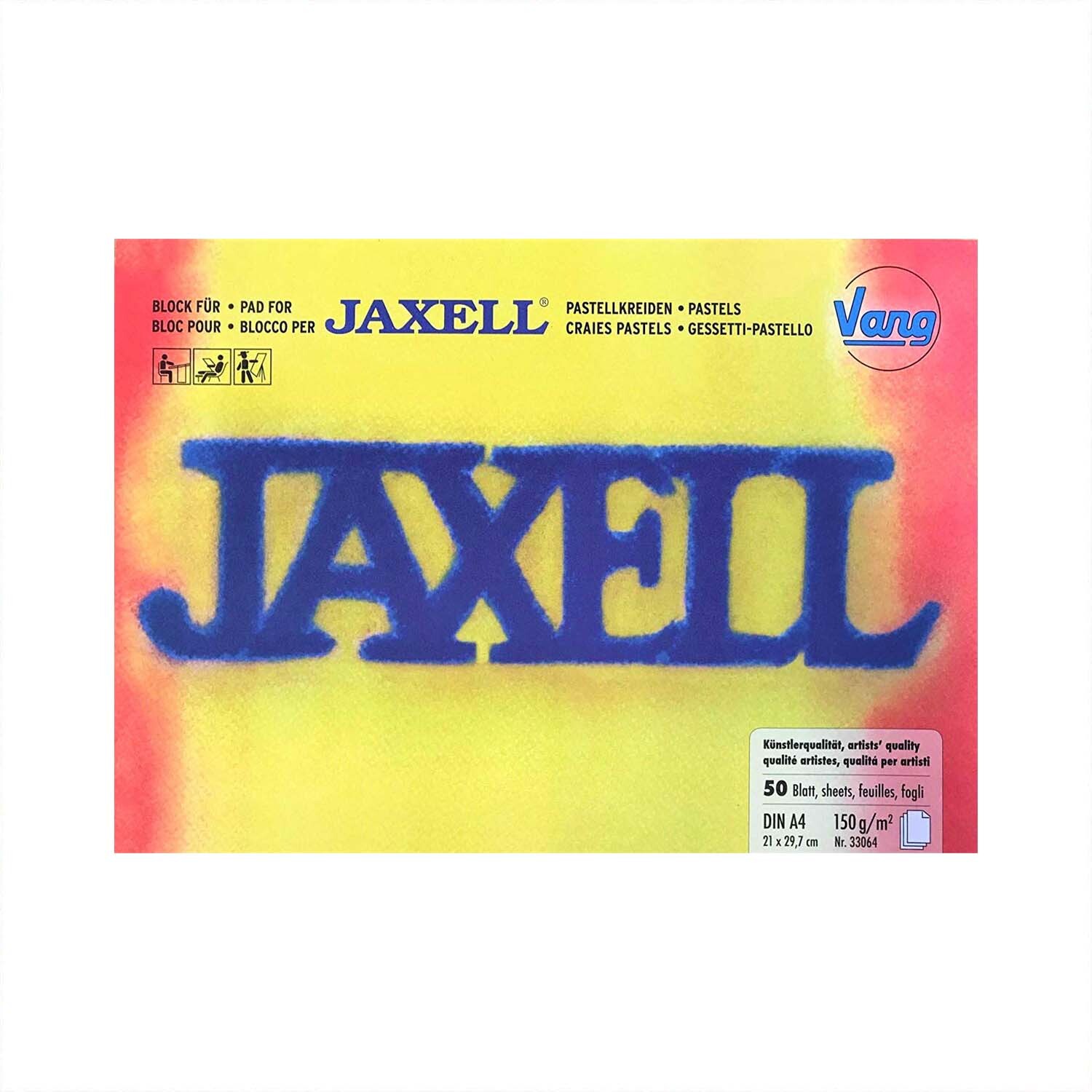 Pastellblock A4 150g 50 Blatt von Jaxell mit gelbem und rotem Cover, ideal für Künstler.