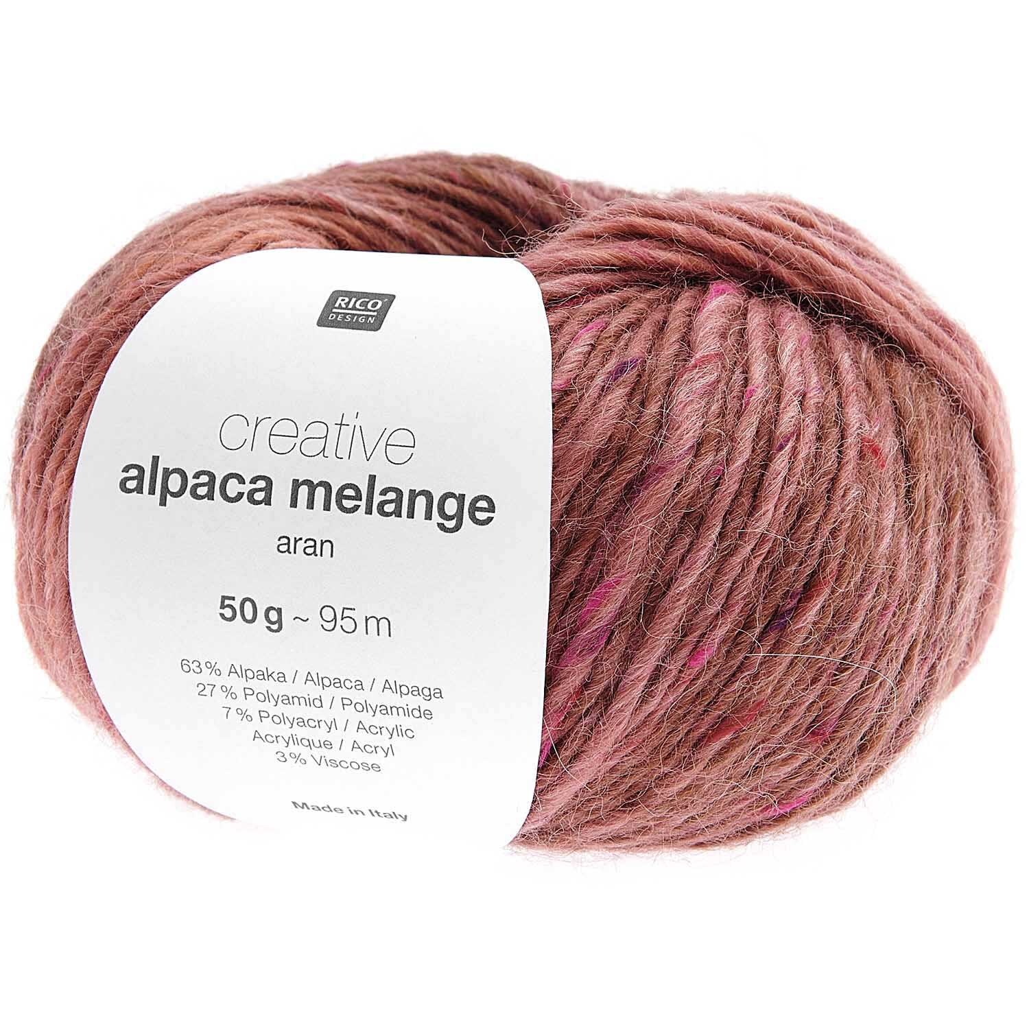 Creative Alpaca Melange aran: Weiches Garn in Apricot von Rico Design, ideal für Strickprojekte.