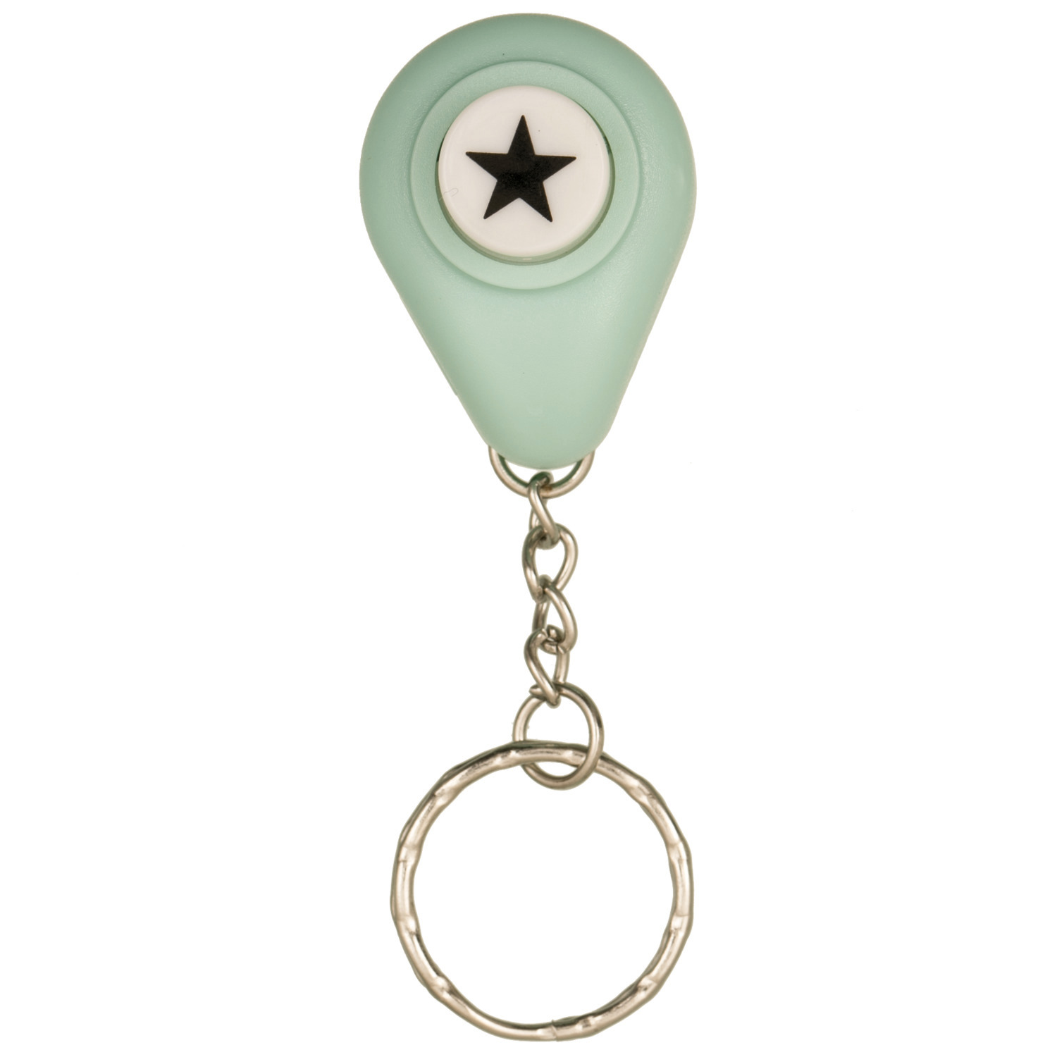 Mini Motivstanzer 1cm von Rico Design in Mintgrün mit Sternmotiv und Schlüsselanhänger.