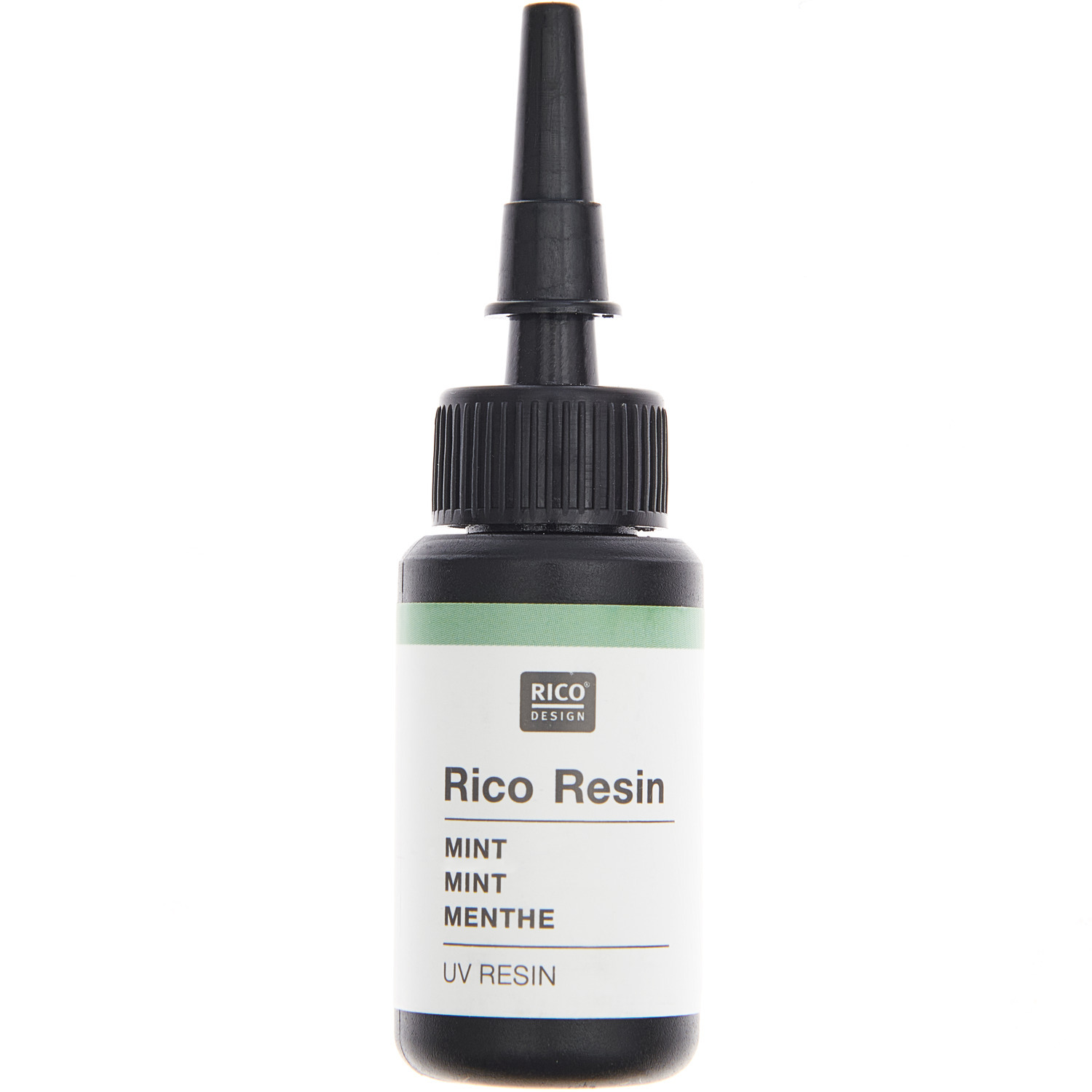 UV Resin von Rico Design in einer 10ml Flasche. Das Harz ist mintfarben und ideal für kreative Projekte.