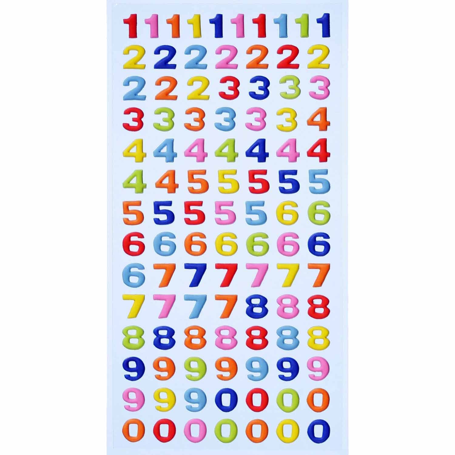 SoftySticker Zahlen mehrfarbig: Bunte Zahlenaufkleber von 0 bis 9 in verschiedenen Farben von HobbyFun.